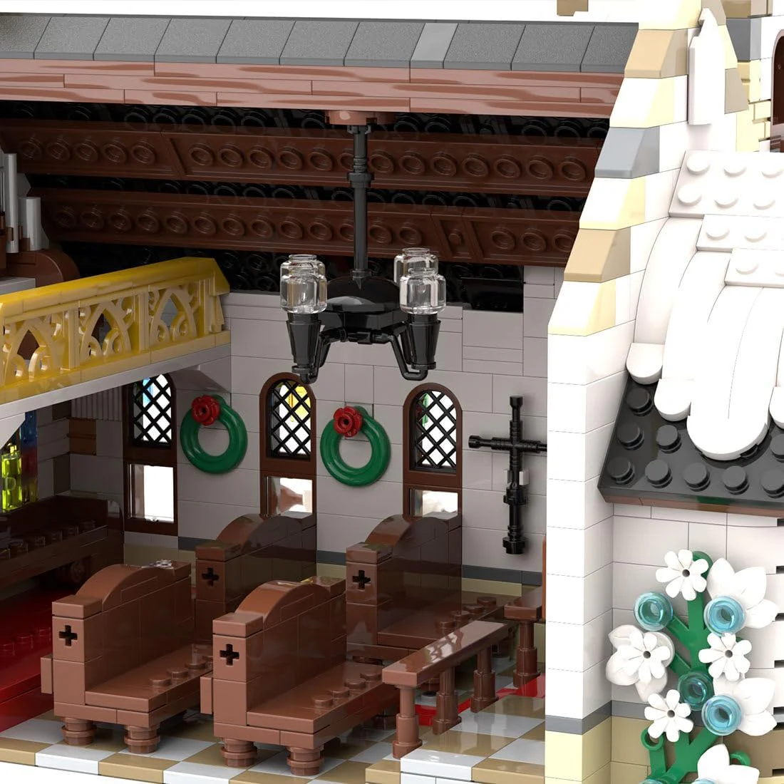 2025 Christmas Country Church Building Kit, MOC-147549 Winter Modular Building Blocks Christmas House Building Block Building Toy (1769 Pieces)