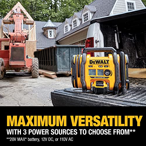 DEWALT 20V MAX Tire Inflator, Compact and Portable, Automatic Shut Off, LED Light