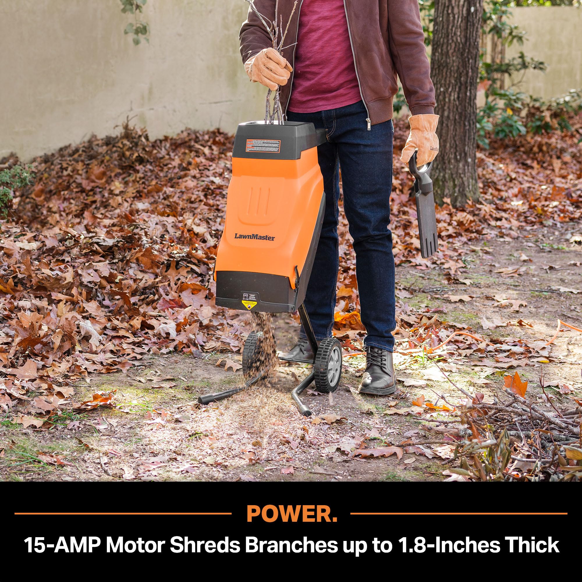 LawnMaster 15-Amp Electric Wood Chipper Shredder