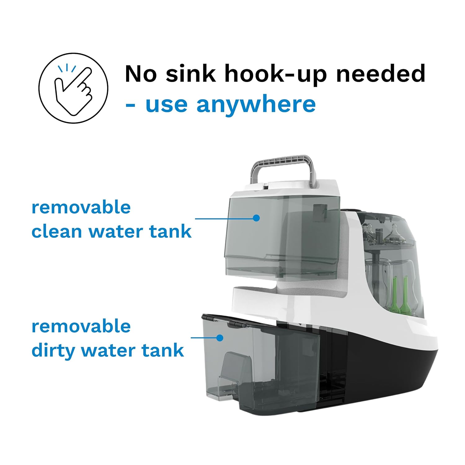 Baby Bottle Washer Pro - Baby Bottle Washer, Sterilizer + Dryer - All in One Machine Cleans Bottles, Pump Parts, & Sippy Cups - Replaces Hand Washing, Bottle Brushes and Drying Racks-Brezza