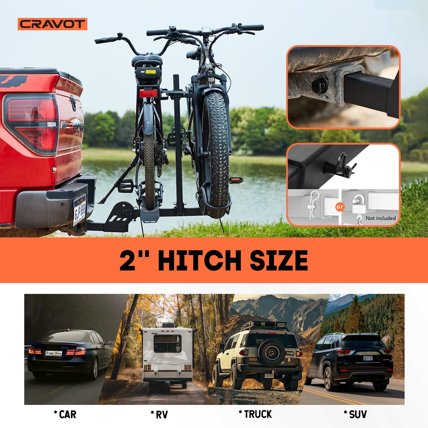 Cyberrack E2 Hitch Ebike Rack with Ramp, 200 Lbs Capacity