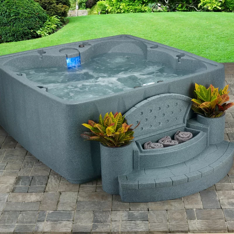 AquaRest Spas 6-Person Plug-and-Play Hot Tub – 29-Jet Square Design with Ozonator