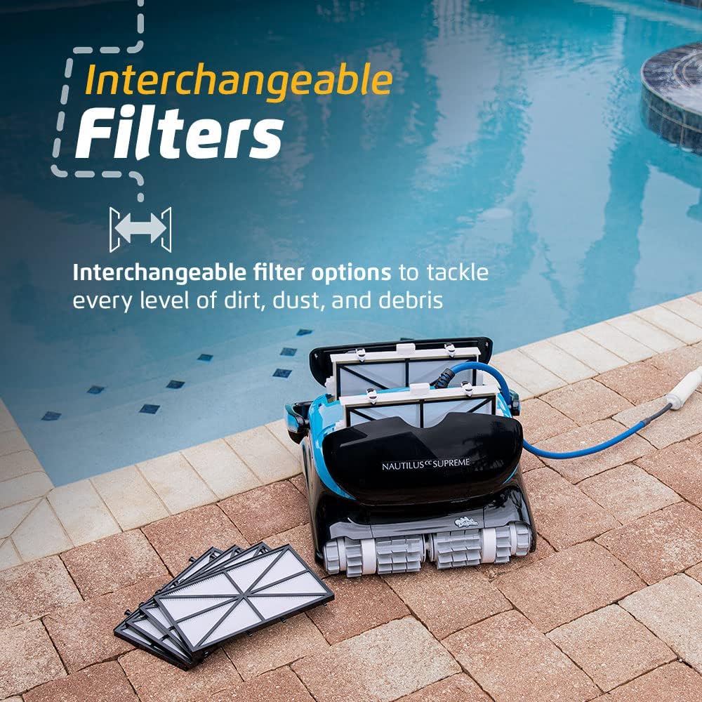 Dolphin Nautilus CC Plus Wi-Fi Automatic Robotic Pool Vacuum Cleaner, Always Cleaning, Never Charging, with Wall Climbing Scrubber Brush, Ideal for In-Ground Pools up to 50 FT in Length