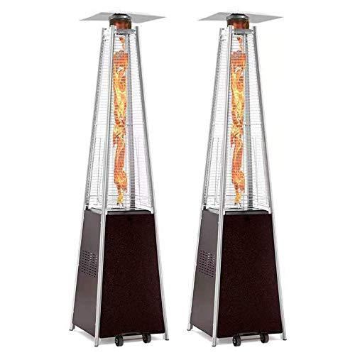 2025 2-Sets Pyramid Outdoor Heater Standing, 42,000 Btu Tower Patio Heaters Propane