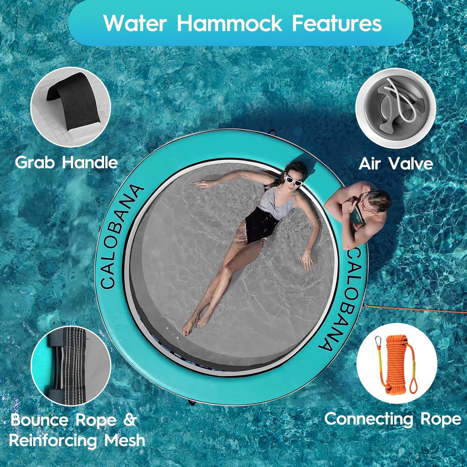 Round Floating Ring Hammock - Heavy Duty Inflatable Raft