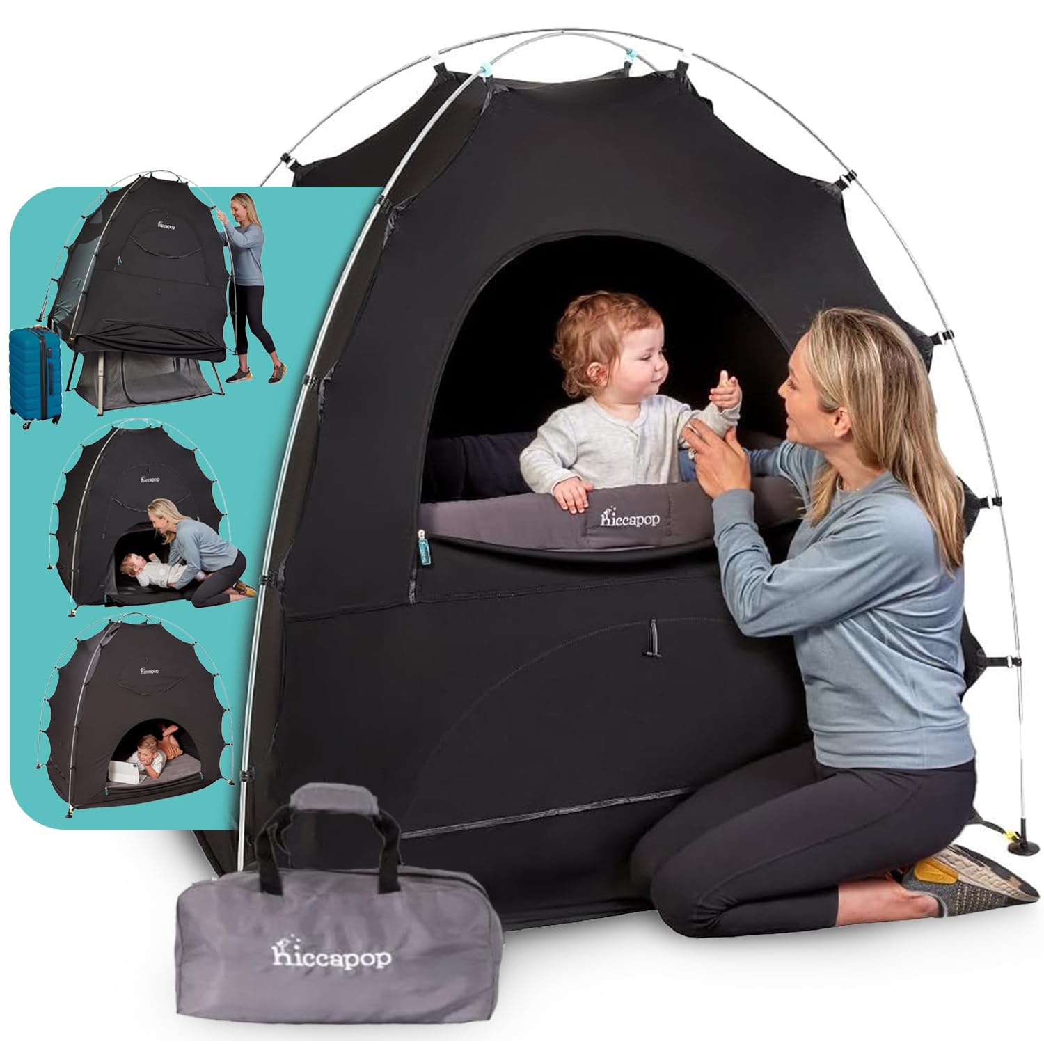 hiccapop Blackout Tent for Pack and Play, Patented Portable Crib Tent