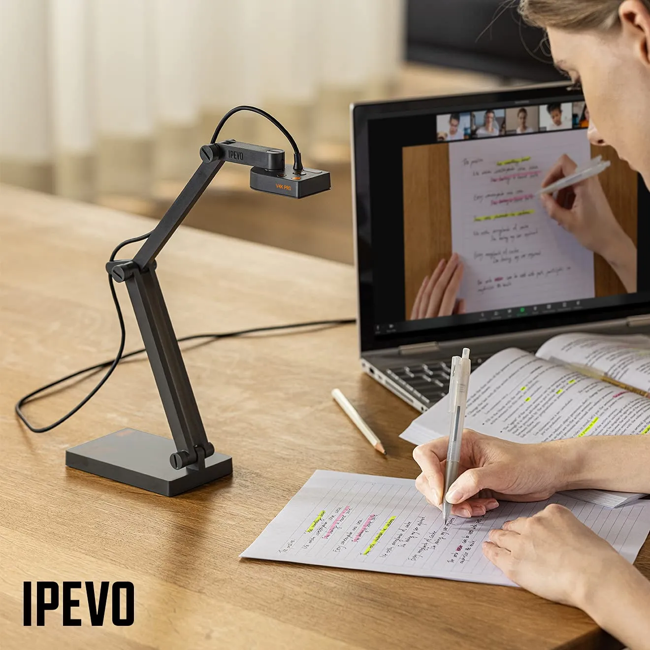 IPEVO V4K PRO Ultra HD USB Document Camera with AI-Enhanced Mic
