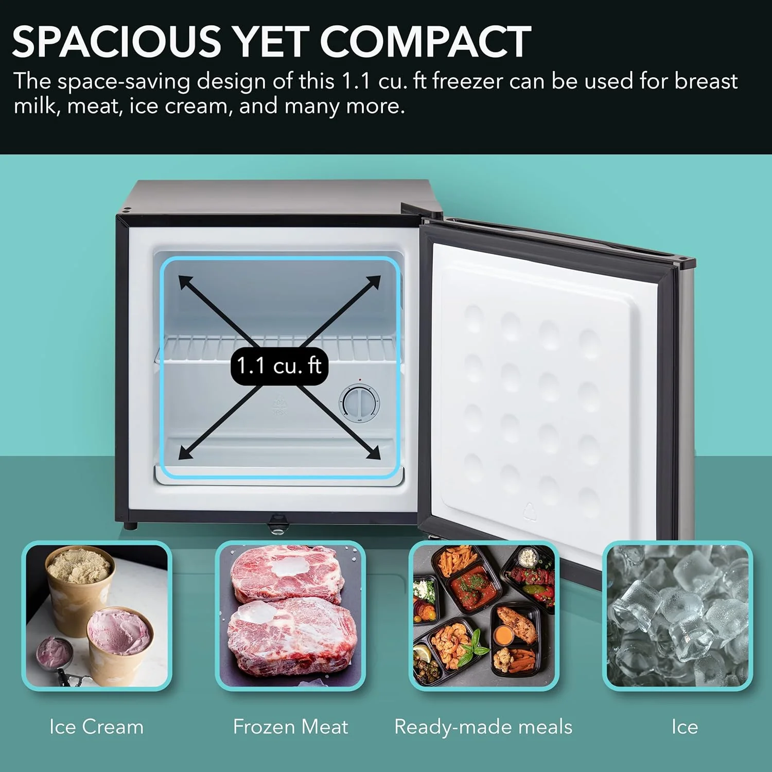 Whynter CUF-112SS Mini, Energy Star Rated Small Upright Freezer with Lock, Stainless Steel -1.1 Cubic Feet