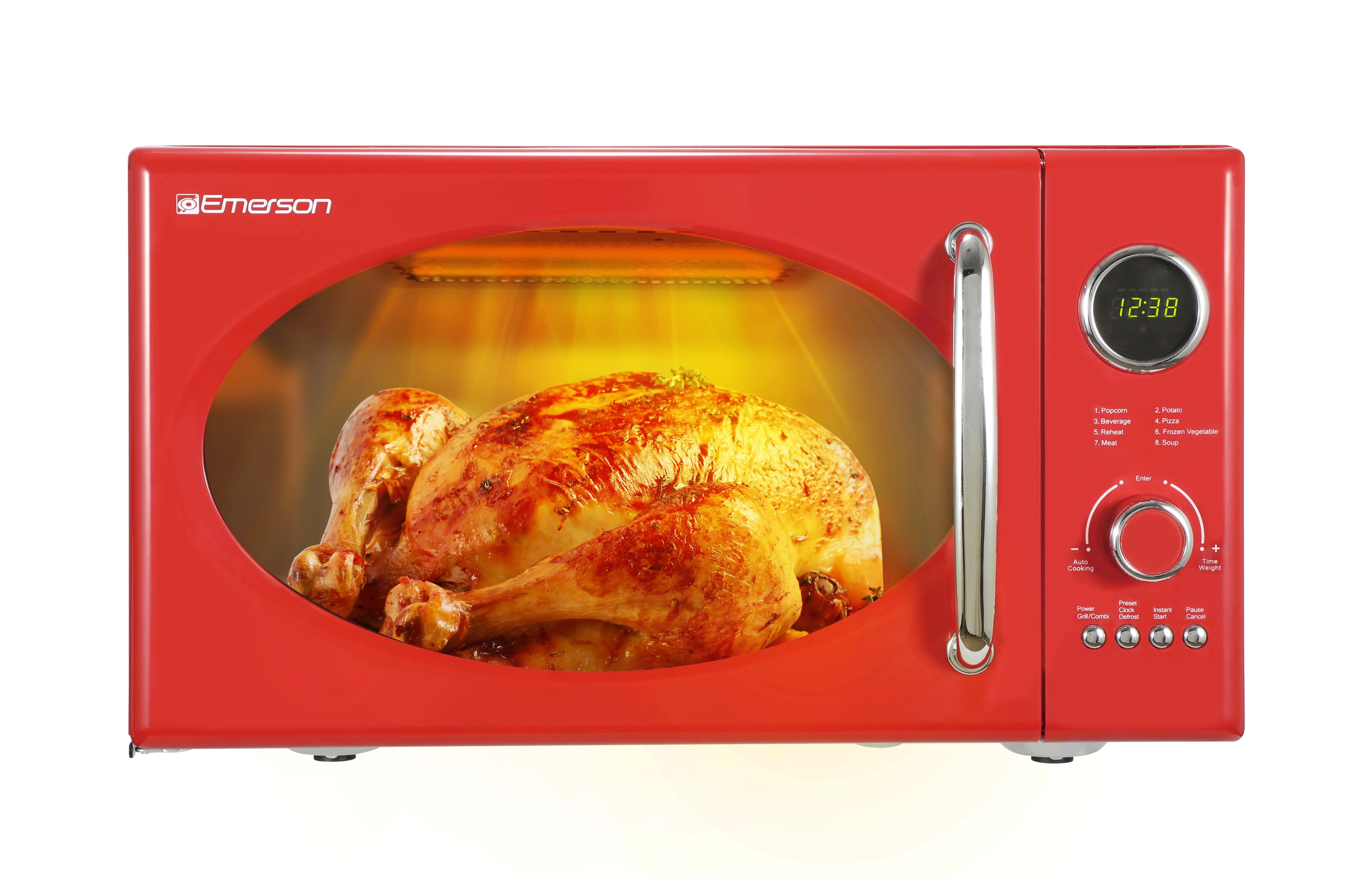 Emerson 0.9 Cu. Ft., 800W Retro Red Microwave Oven with Grill, MWRG0901RD