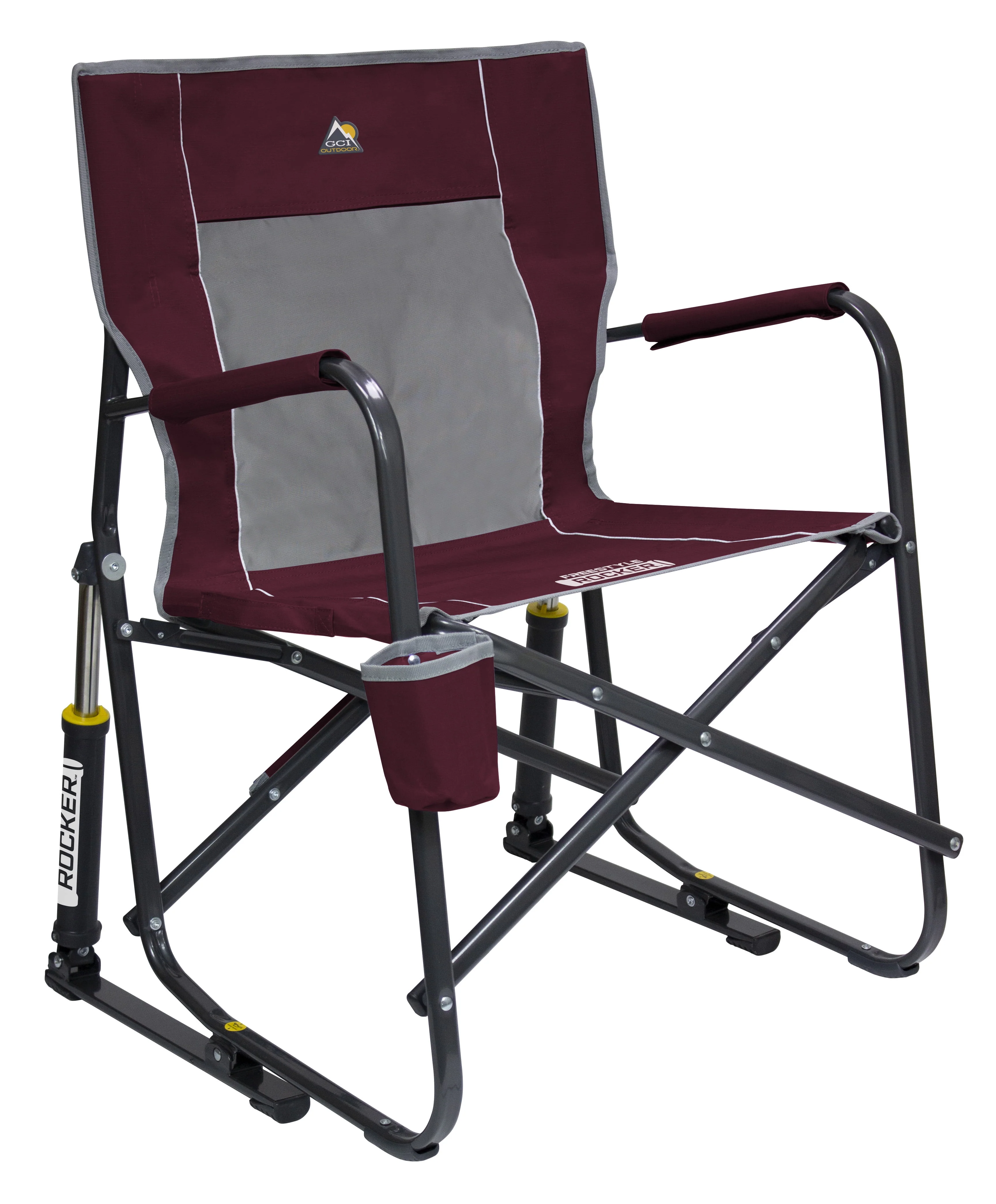 2025 GCI Outdoor Freestyle Rocker Foldable Rocking Camp Chair, Maroon