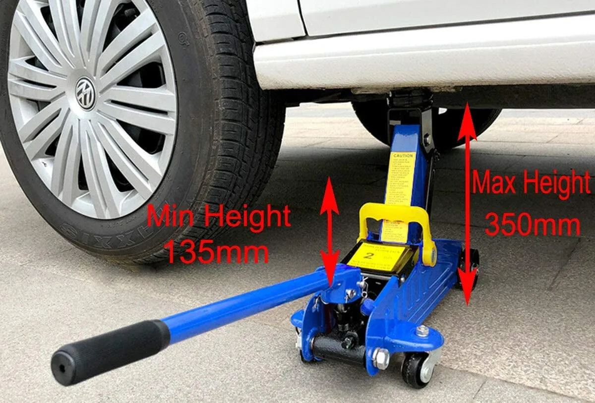 2T Floor Jack Car Trolley Jack Hydraulic Jack Quick Lift Jack with 2pcs Axle Stands 3 Ton