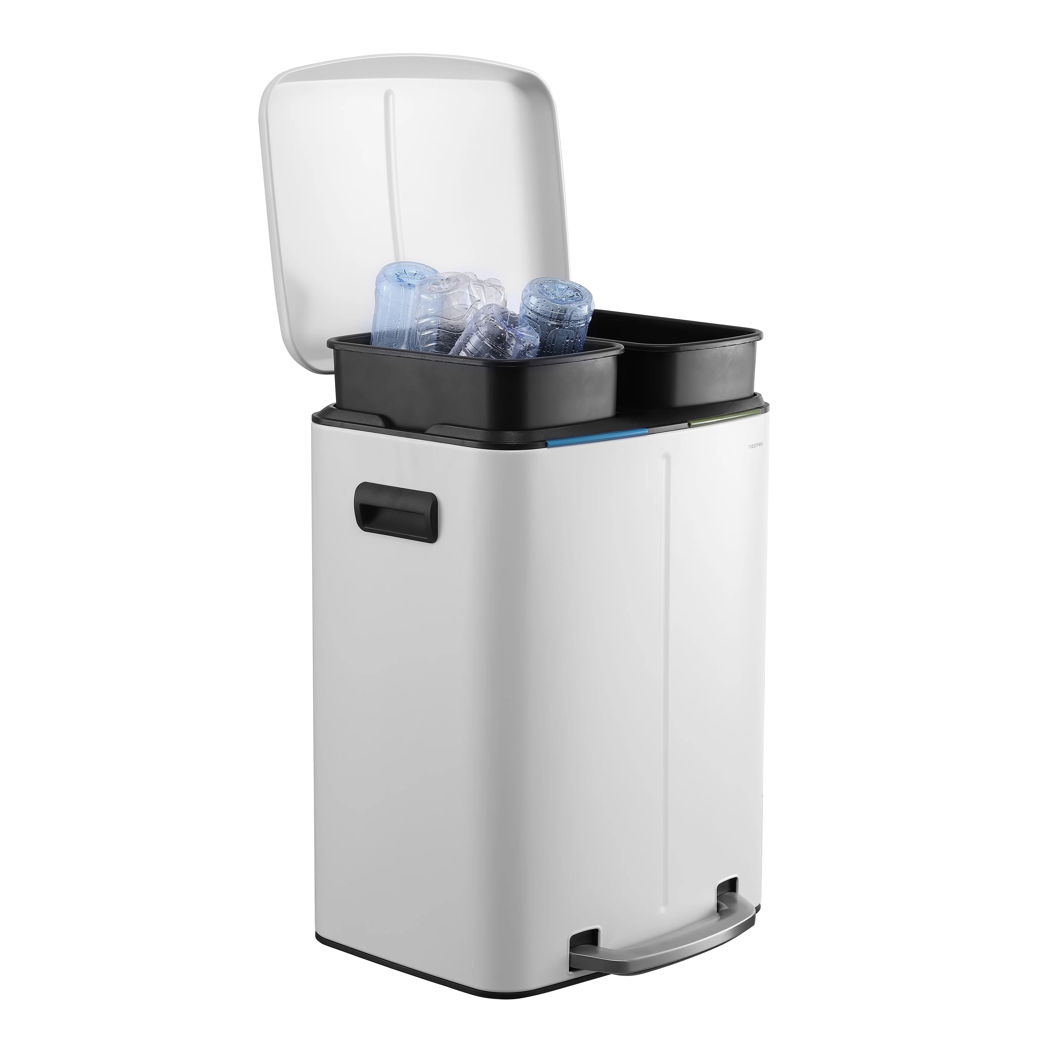 happimess 10.6-Gallon Double Bucket Trash Can with Soft Close Lid