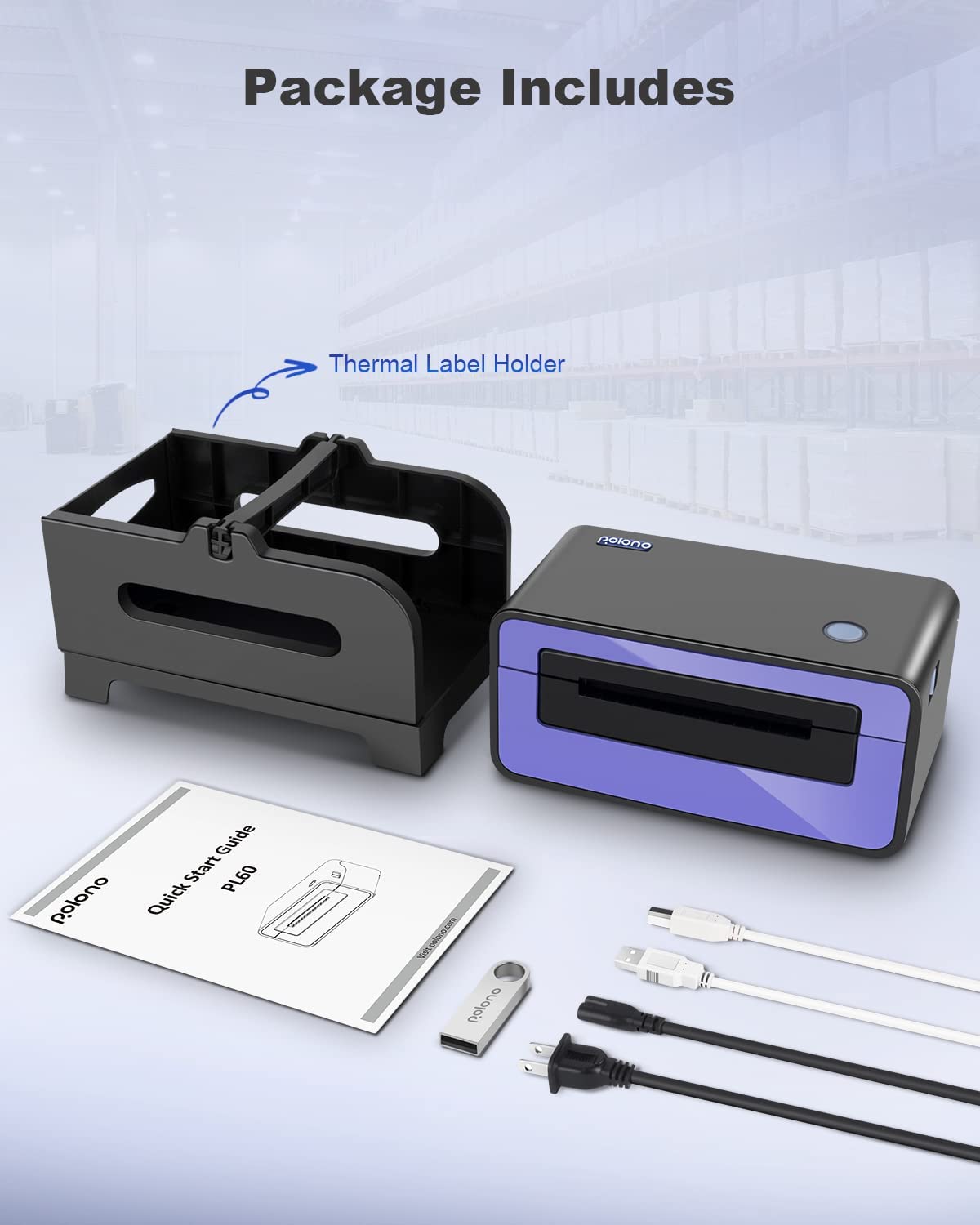 Polono Label Printers – 150mm/s 4×6 Thermal Label Printer