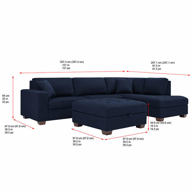 Thomasville Tisdale Fabric Sectional with Storage Ottoman