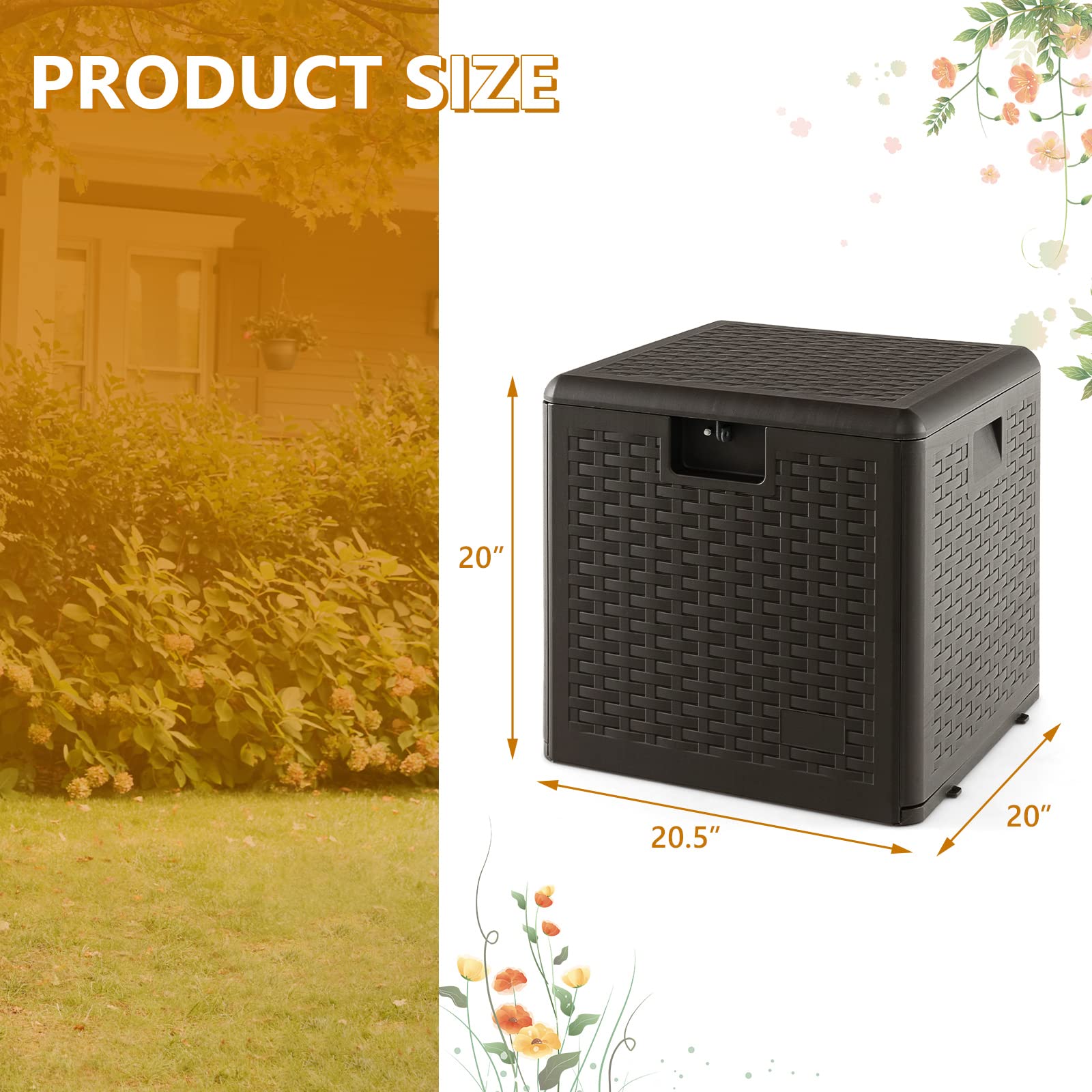 Outdoor Storage Box, 31 73 100 Gallon Waterproof Resin Patio Storage Box with Lockable Lid, Side Handle for Pillows, Cushions