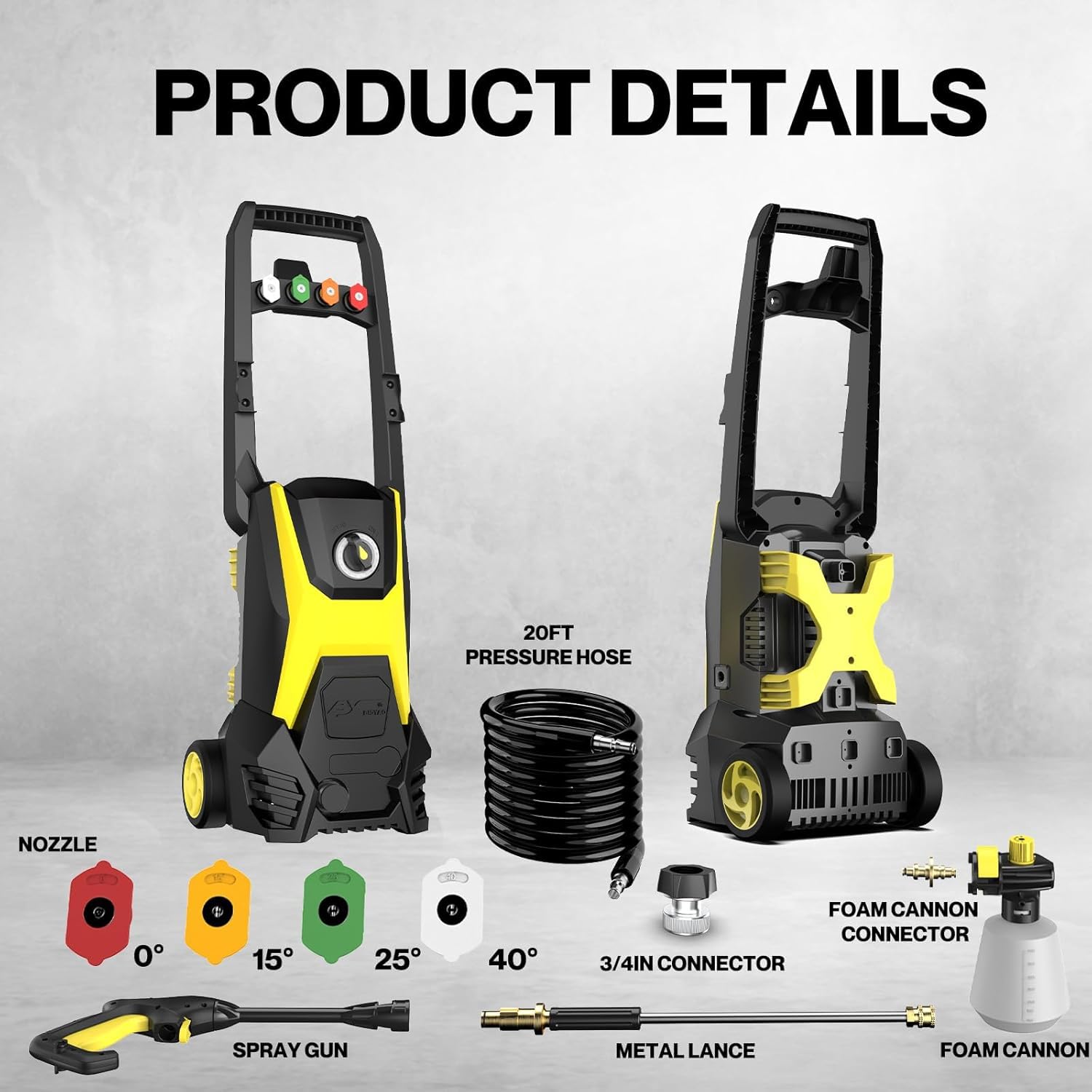 SEN-QII 4800PSI 3.2GPM Max Electric Pressure Washer with 20FT Hose and 35FT Cord