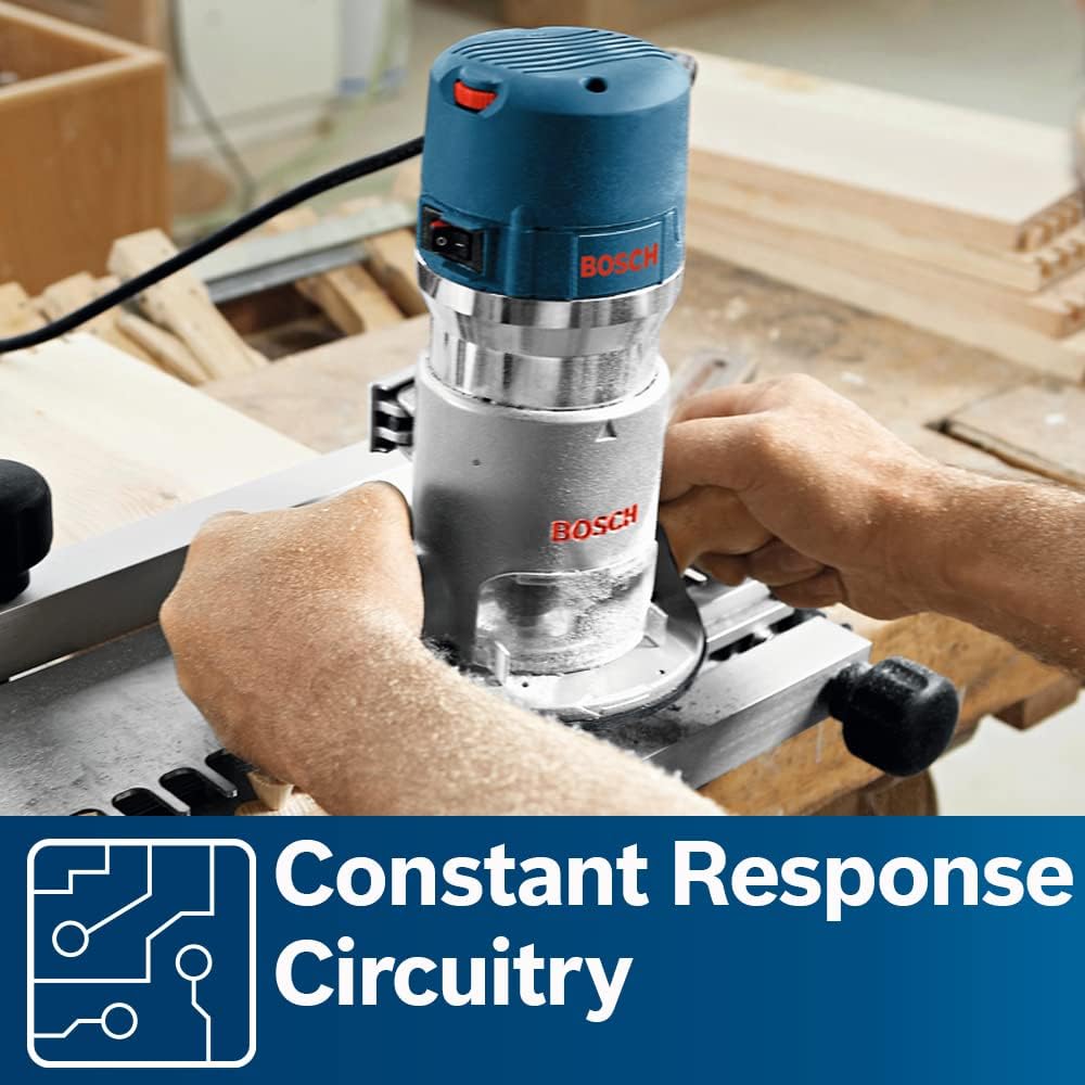 BOSCH 1617EVSPK Wood 12 Amp Router Tool Combo Kit – 2.25 Horsepower Plunge Router & Fixed Base with a Variable Speed