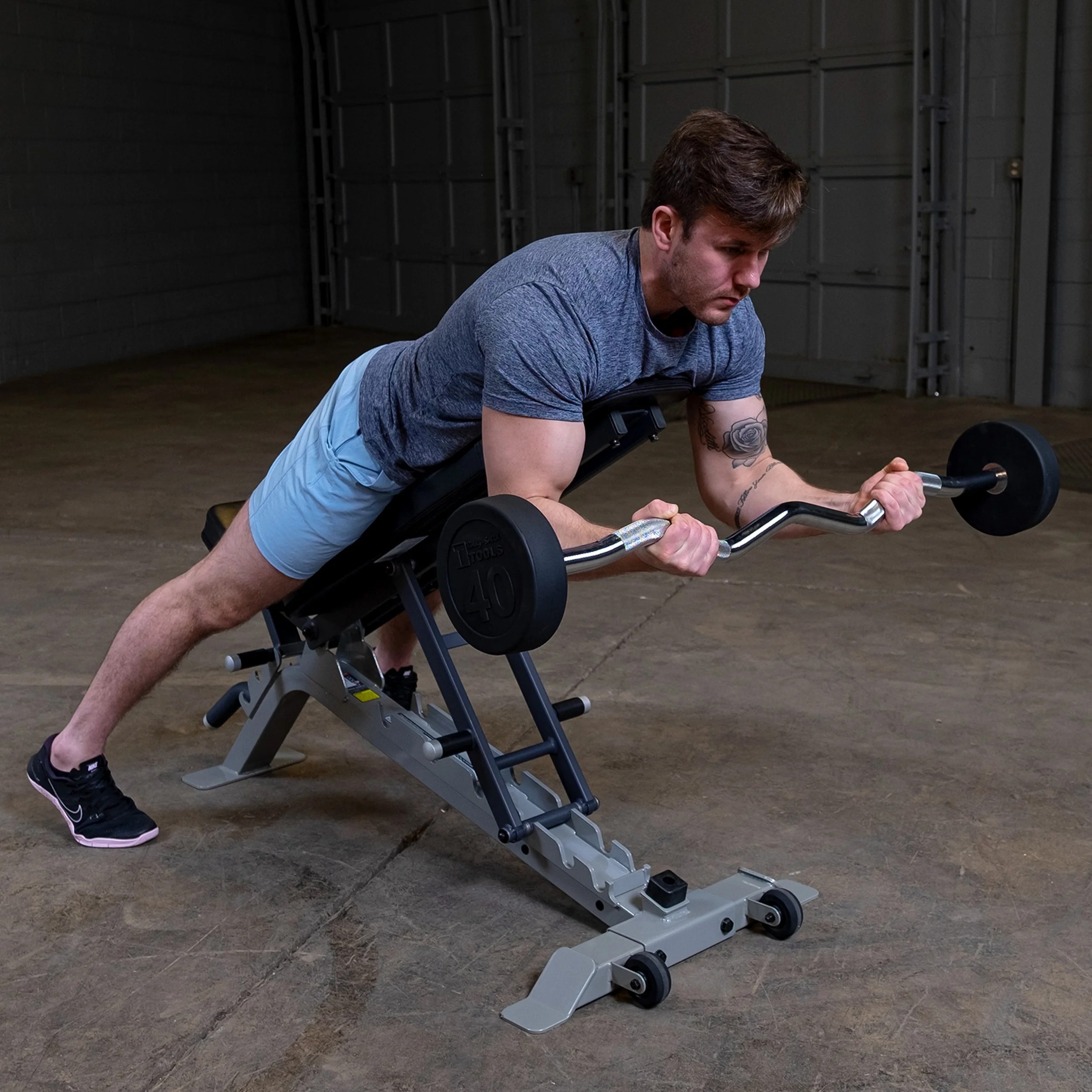 Body Solid Tools – SBZ50 Rubber Coated Fixed Curl Barbell, 50lb