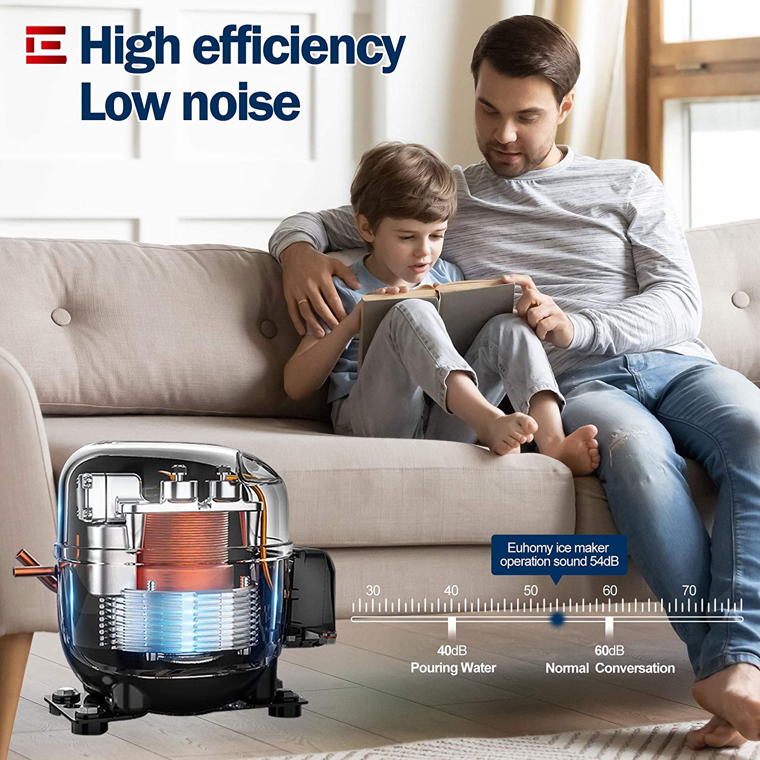 2025 Euhomy Commercial Ice Machine, 2 Way Water Supply 100lbs/24H Stainless Steel Under Counter ice Machine with 33lbs Capacity