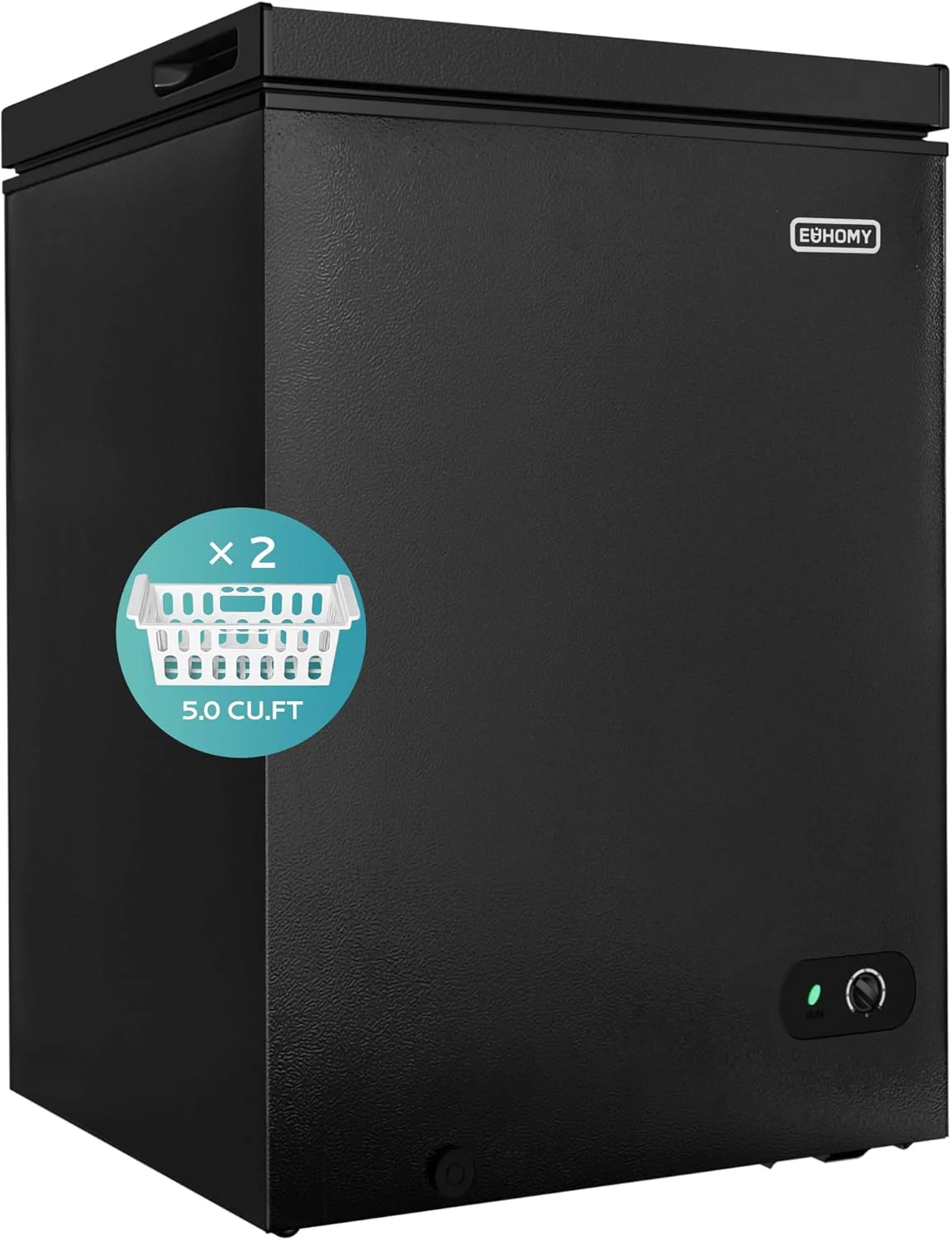 EUHOMY 3.5 Cu.Ft Chest Freezer with Removable Basket, Small Deep Freezer Adjustable 7 Thermostat, Quiet Mini Freezer Free-Standing Top Door, Energy Saving for Apartment/Garage/Basement/Dorm/Home,Black