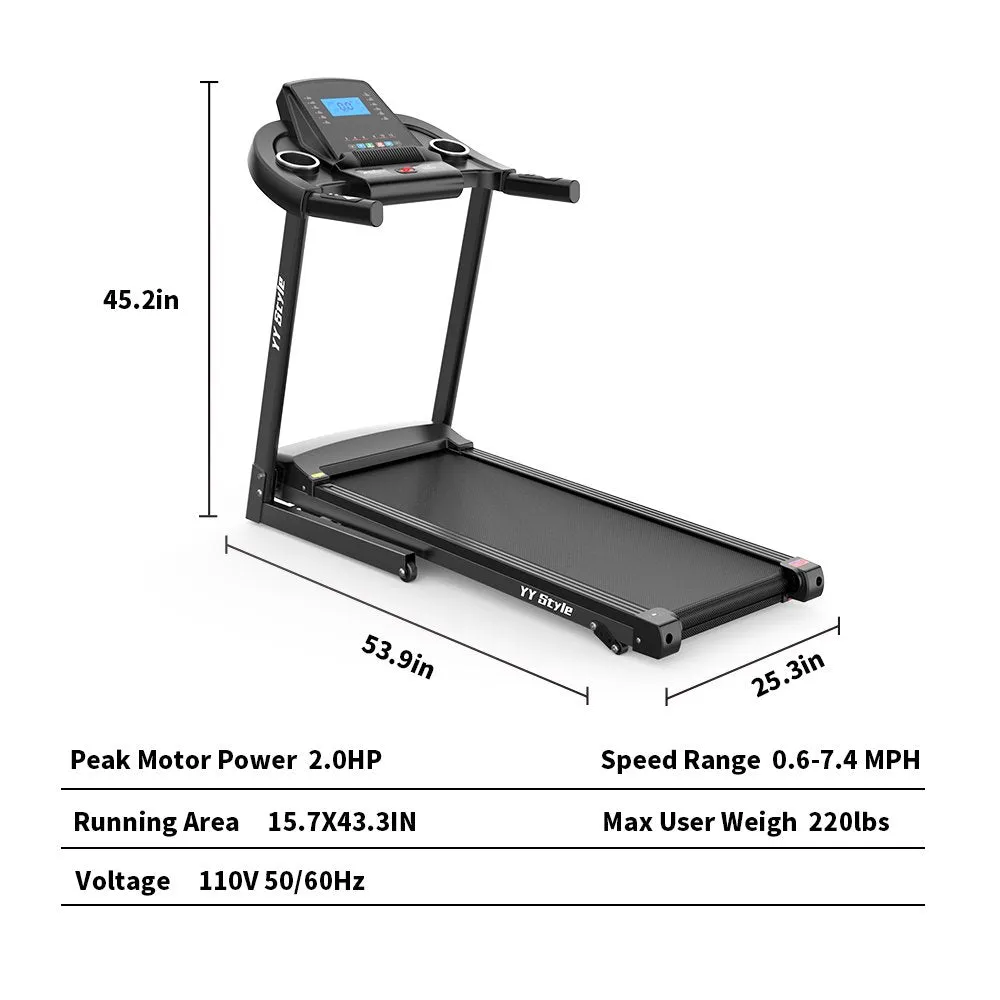 YY Style Folding Treadmills for Home with 265Lb Capacity Bluetooth and Incline