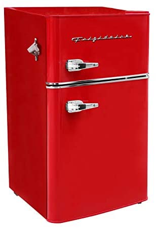2025 Frigidaire EFR840-RED 3.2 Cu Ft Red 2 Door Retro Bar Fridge with Side Bottle Opener