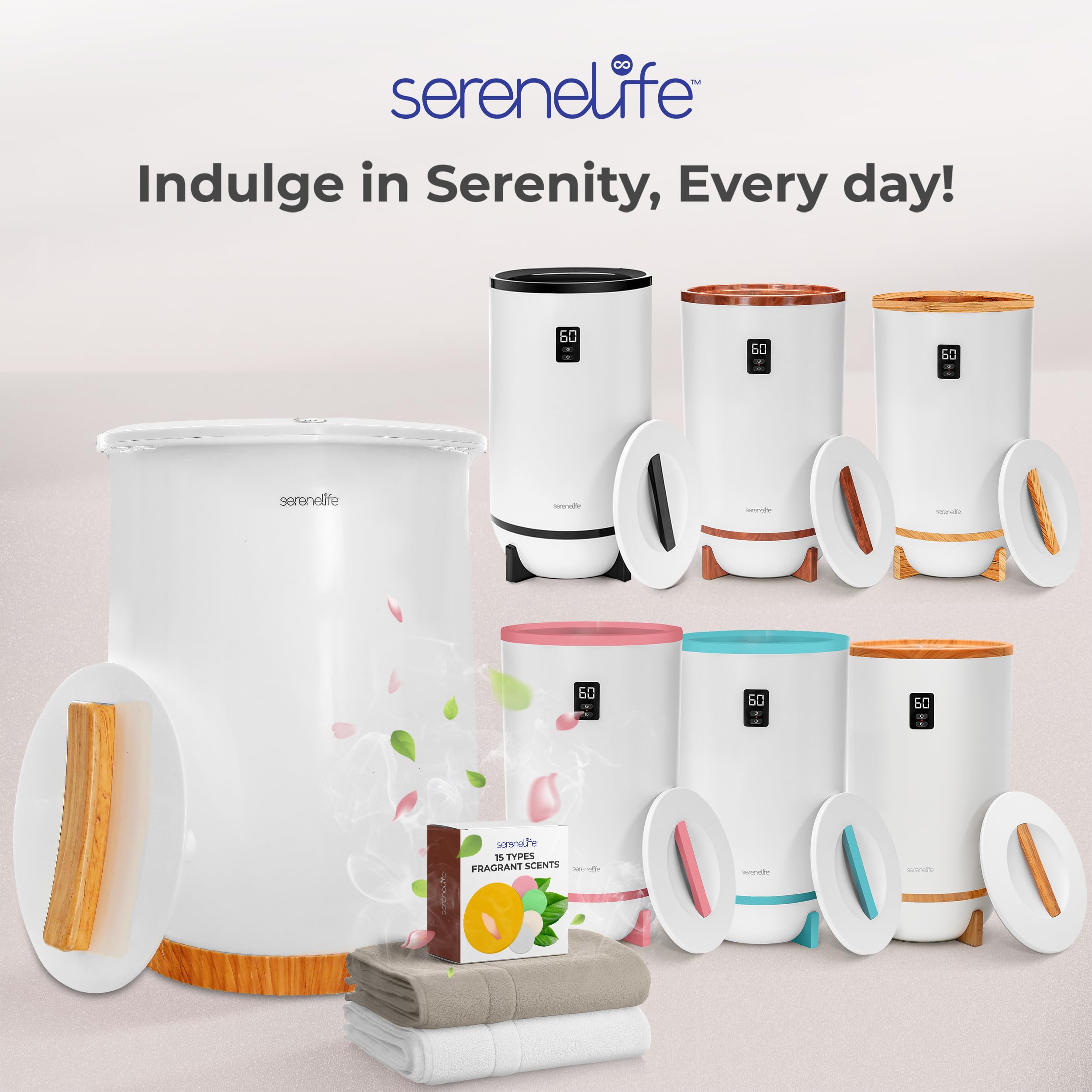 SereneLife Bucket Towel Warmers, White Large Towel Warmer