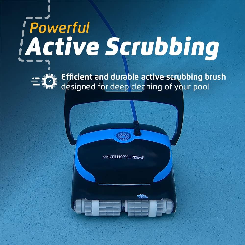 Dolphin Nautilus CC Plus Wi-Fi Automatic Robotic Pool Vacuum Cleaner, Always Cleaning, Never Charging, with Wall Climbing Scrubber Brush, Ideal for In-Ground Pools up to 50 FT in Length