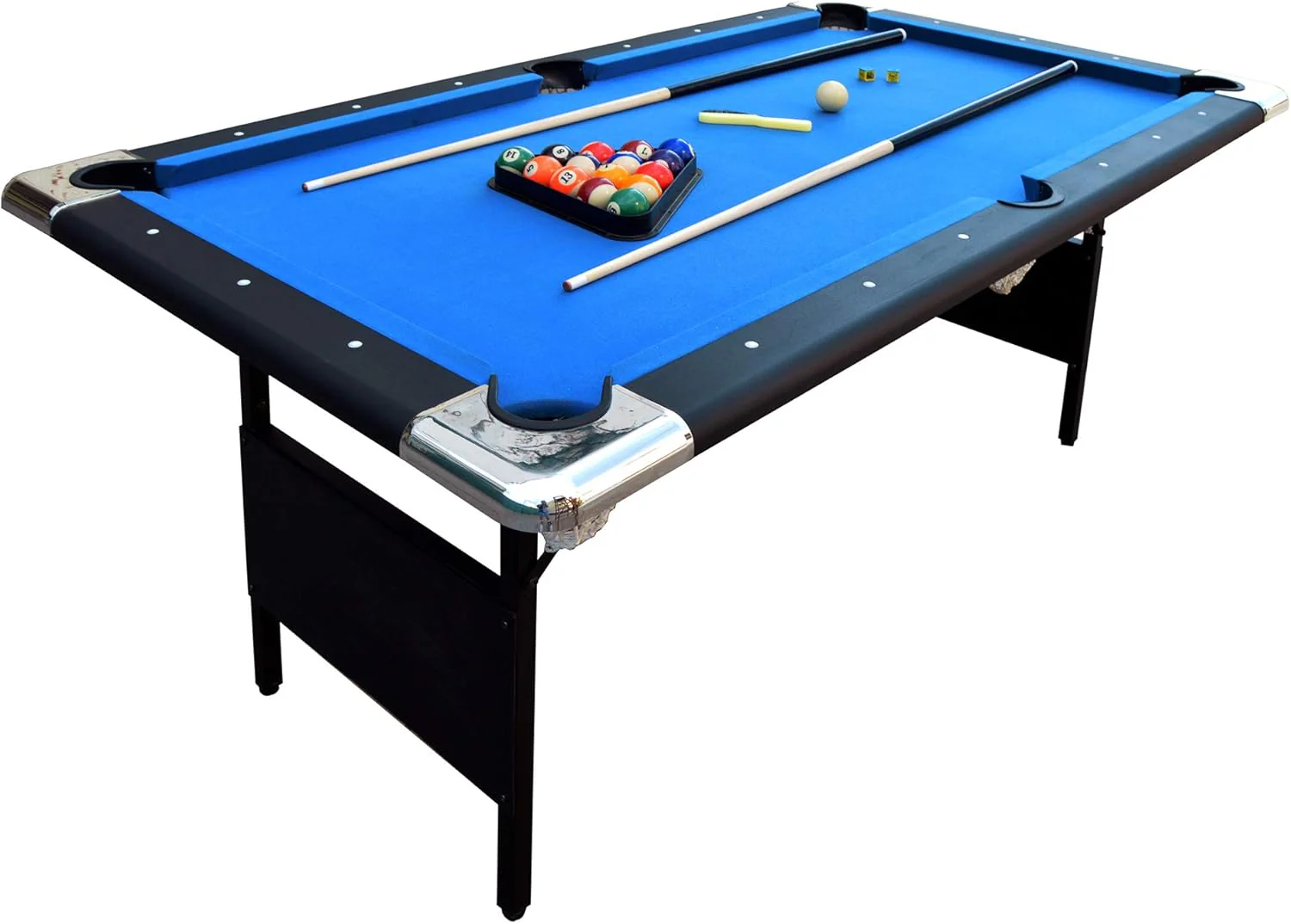 Fairmont 6 Ft Portable Pool Table, Adults Folding Billiards Tables for Game Room with Easy Foldable Storage, Includes Full Set of Billiard Balls, Cues, Chalk & Brush