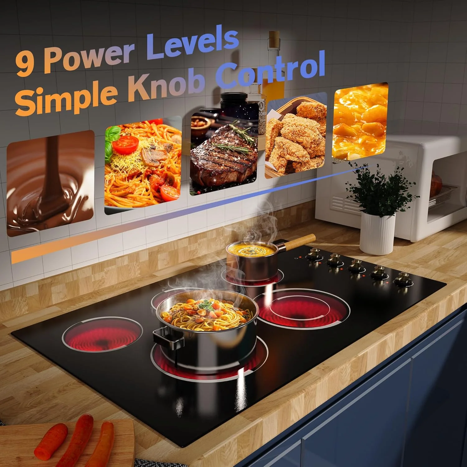 Electric Cooktop 30 Inch - 5 Burners Built-in Ceramic Cooktop, 30