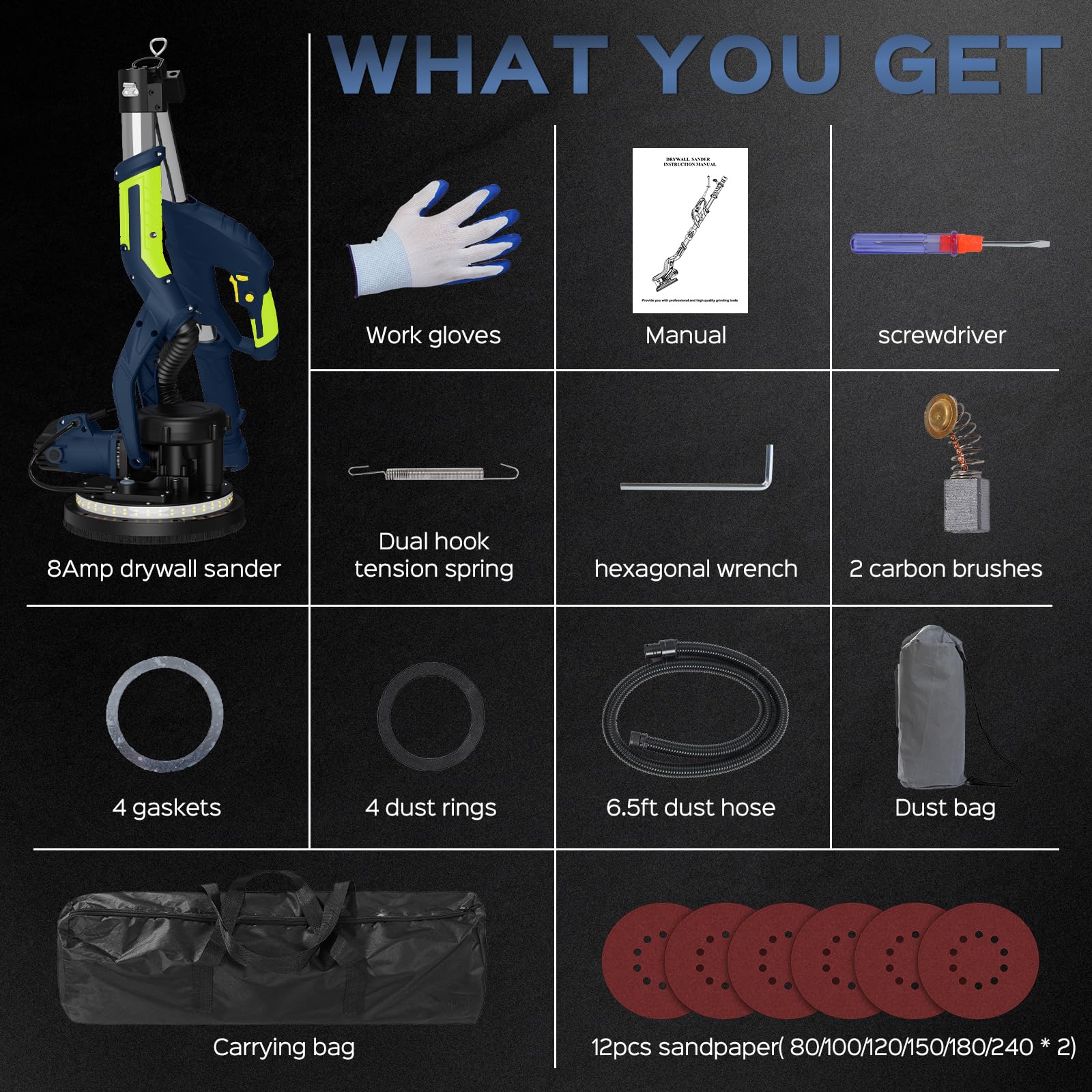 IMQUALI Drywall Sander with Vacuum Dust Collector