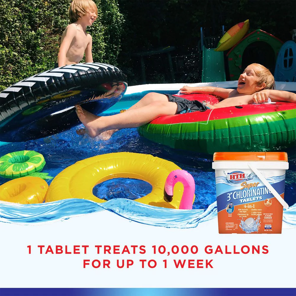 2025 HTH 42034 Super 3′′ Chlorinating Tablets for Swimming Pools, 25 lbs