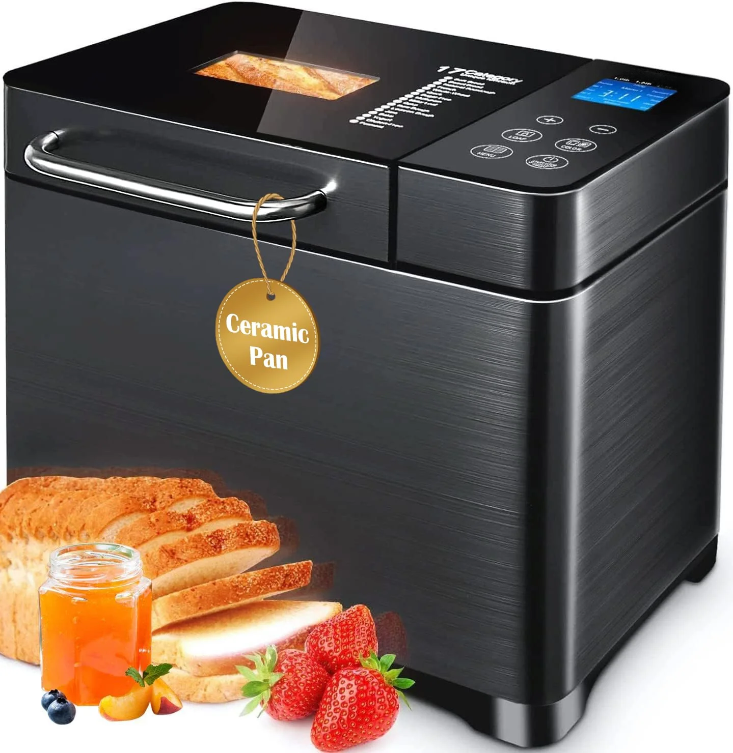 17-in-1 Stainless Steel Bread Machine with Dual Heaters