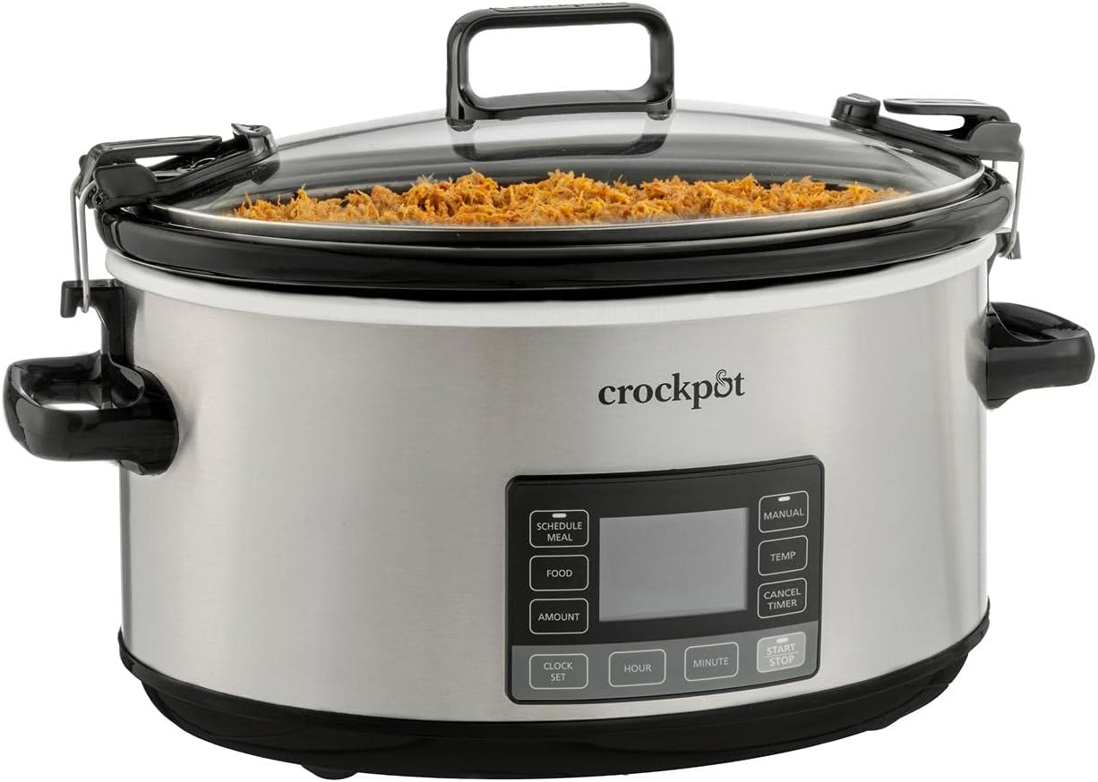 2025 Crock-Pot 7 Quart Portable Programmable Slow Cooker with Timer and Locking Lid