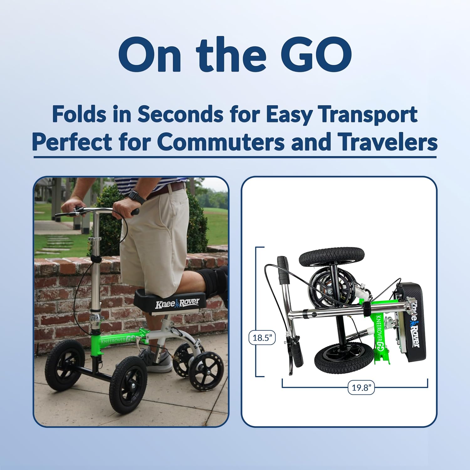 Most Compact All Terrain Knee Scooter for Adults for Foot Surgery Heavy Duty Knee Walker for Broken Ankle Foot Injuries Recovery Leg Scooter Best Knee Crutch Alternative (Green)