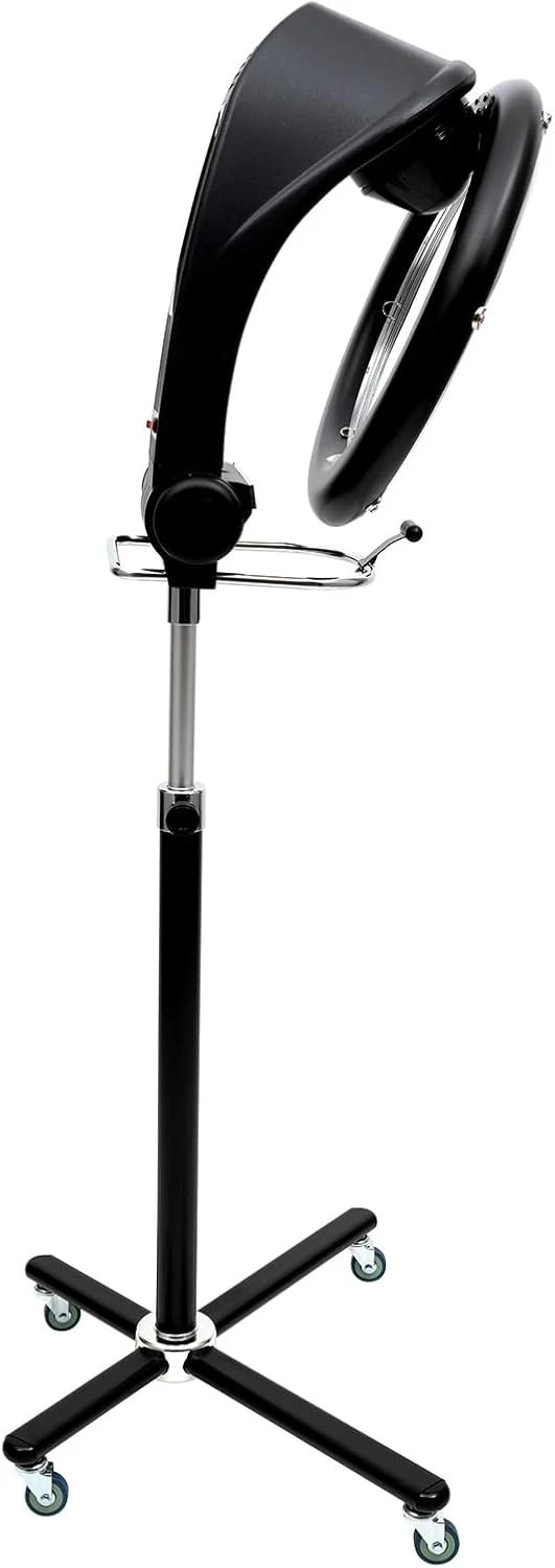 Hair Dryer, 1200W Hair Salon Color Processor Dryer with Infrared Technology, 6 Modes, 360 Efficient Heating, Adjustable Height, Rolling Base for Salon & Home Use, Quiet Care, Black