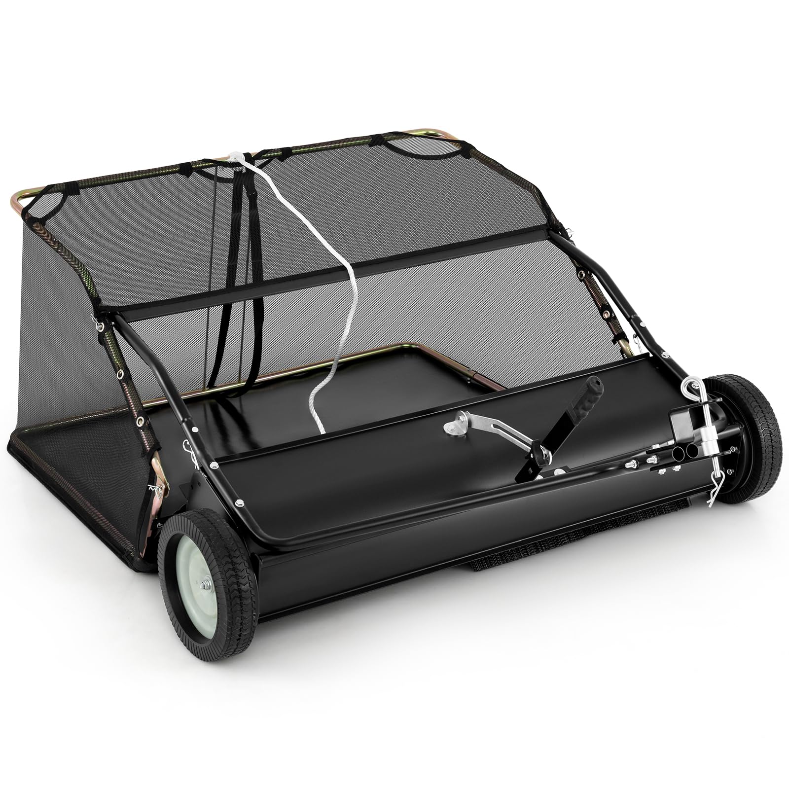 2025 Lawn Sweeper Tow Behind with Large-Capacity Hopper Bag