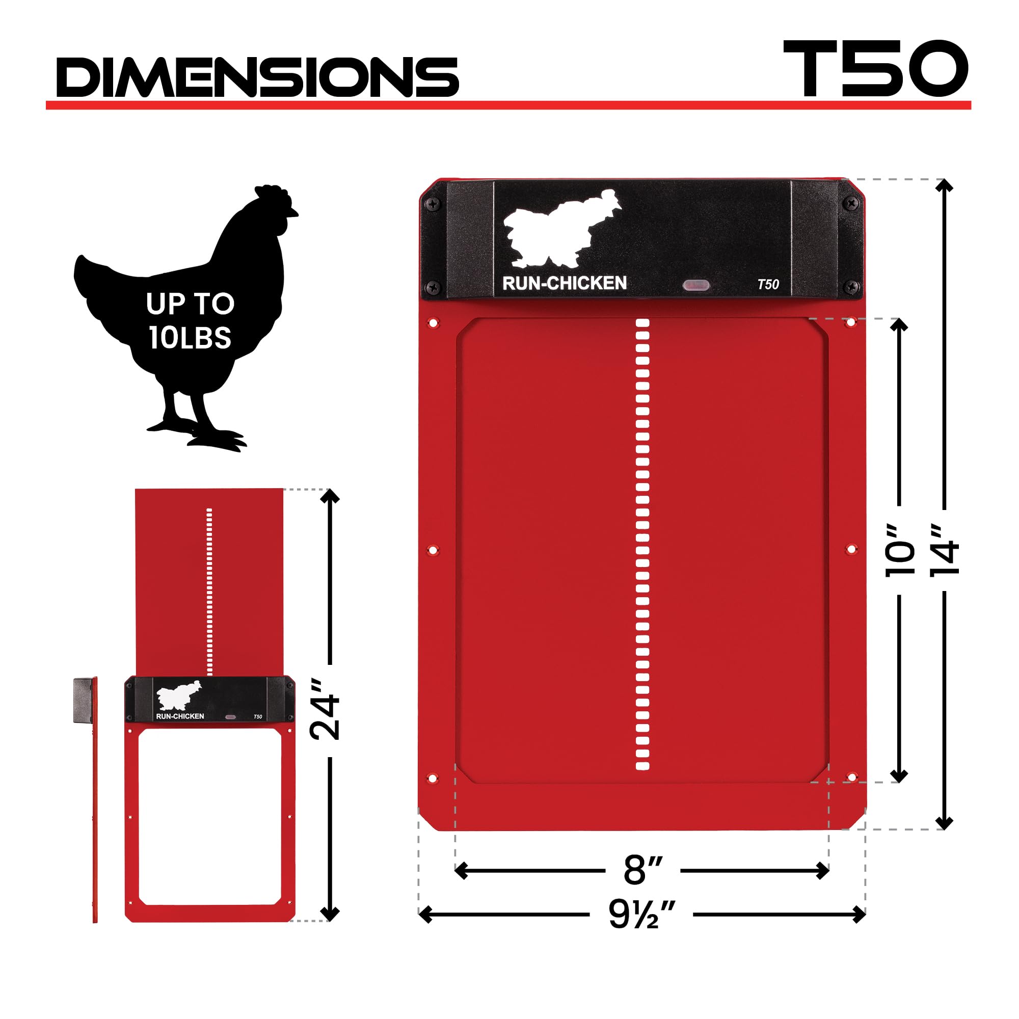 Run Chicken Door Model T50 (Red)