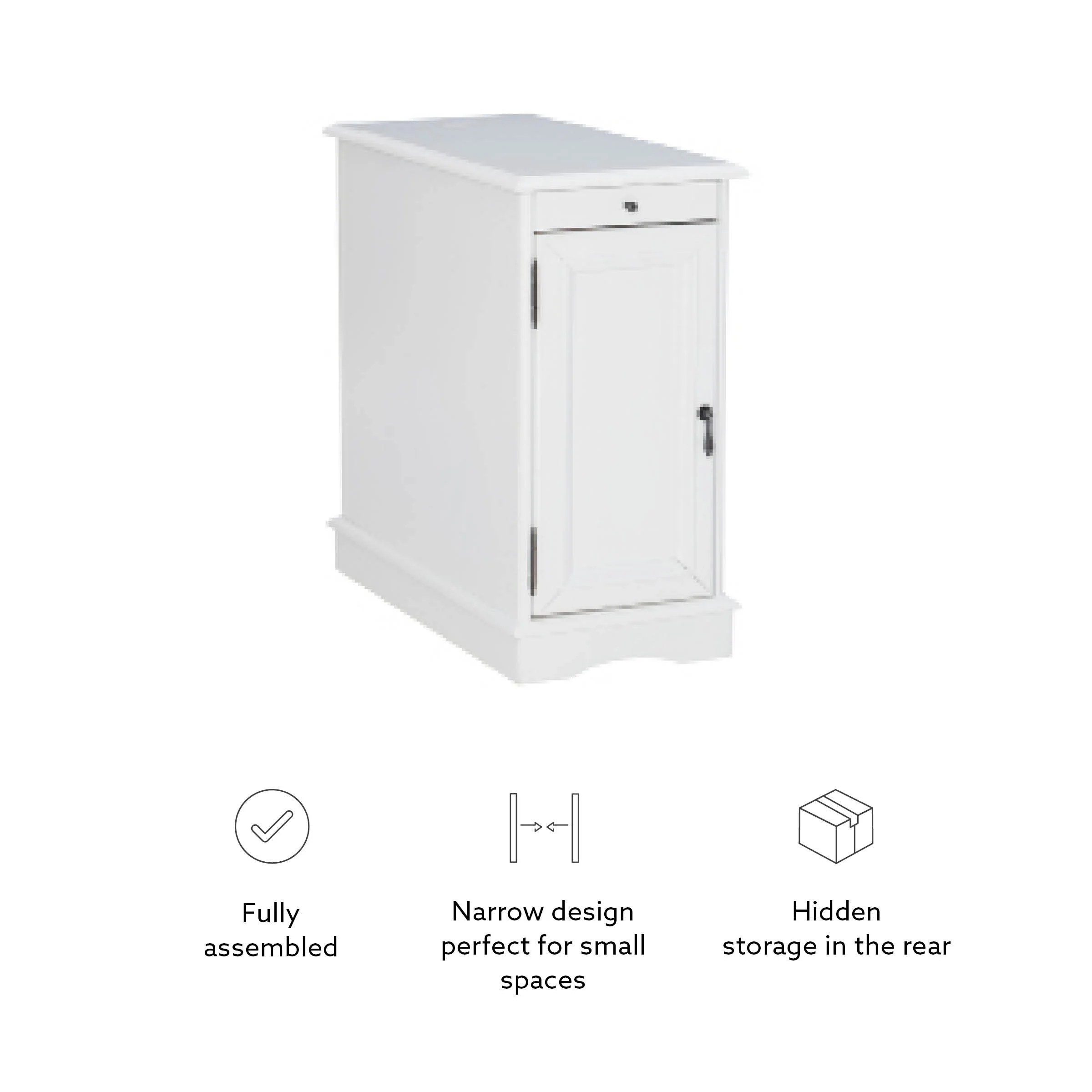 Linon Bartow Wood Multi Function Storage Accent Table Charging Station in White