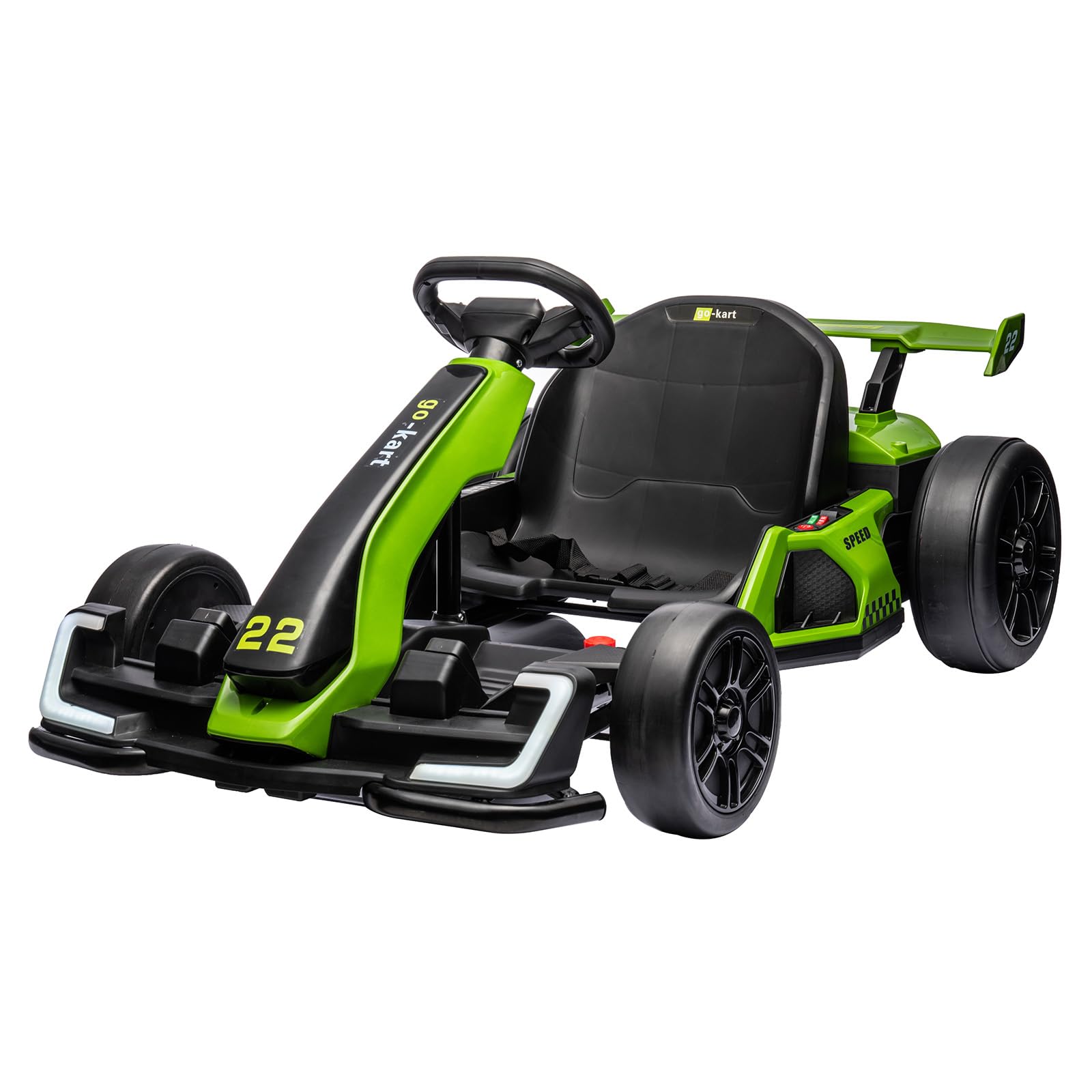 24V Electric Go Kart, with 300W Strong Motor, Drift/Sport Mode, Big Battery, Eva Tire,Length Adjustmen for Outdoor Racing Toy-Green