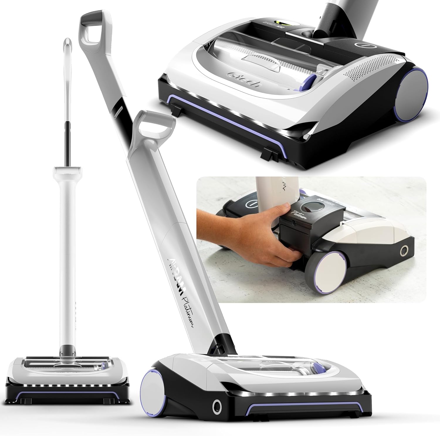 2025 Platinum Cordless Vacuum Cleaner - Includes Anti-Hair Wrap Brush Bar - Perfect for Carpet and Hardwood Floors - Rechargeable 22v Li-ion Battery - Lightweight (7 lbs.)