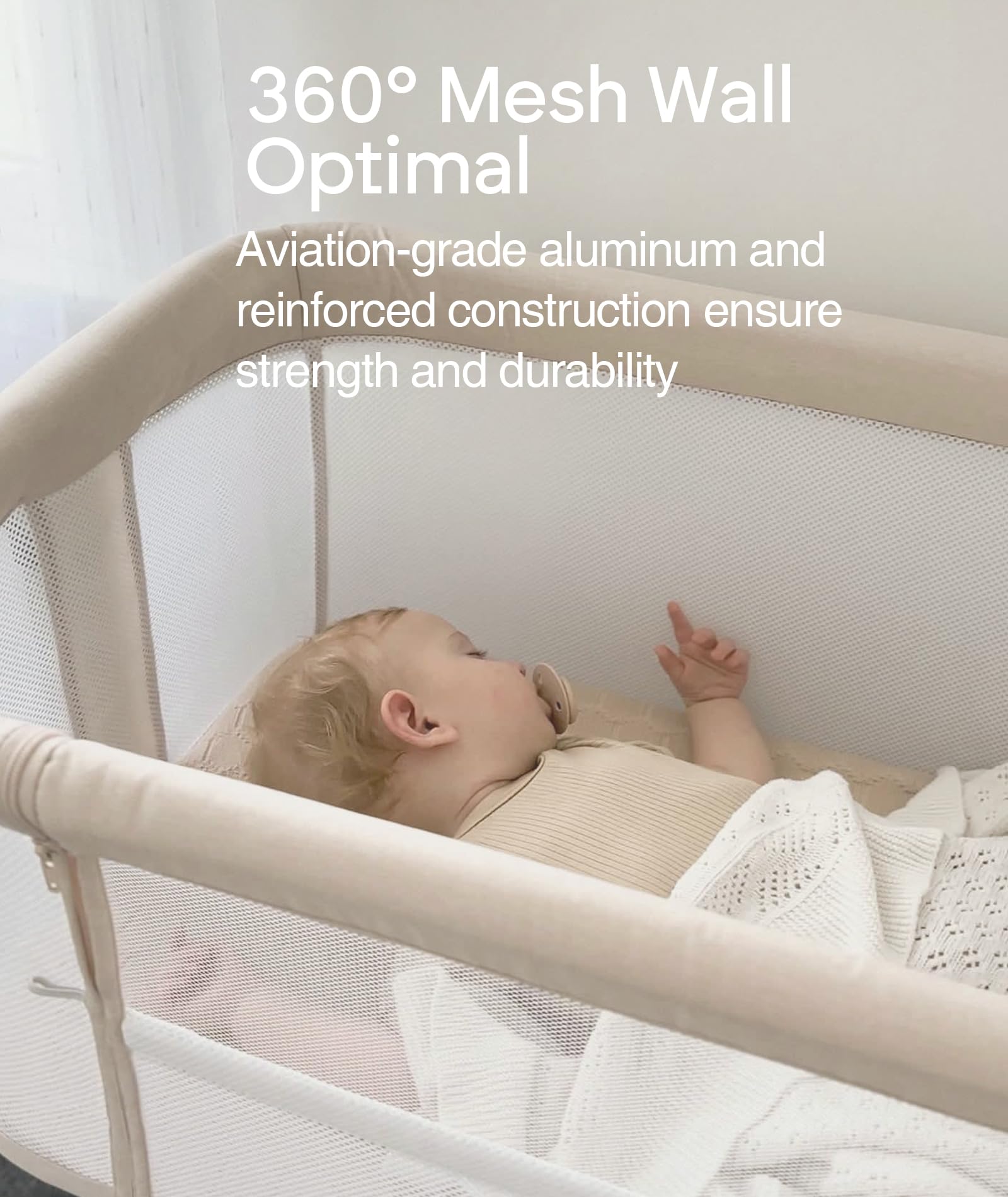 Fodoss Baby Bassinets Bedside Sleeper with Wheels