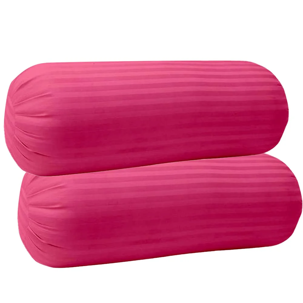 High Quality and Best Fiber Soft Bolster Pillow (Pink) Set of 2