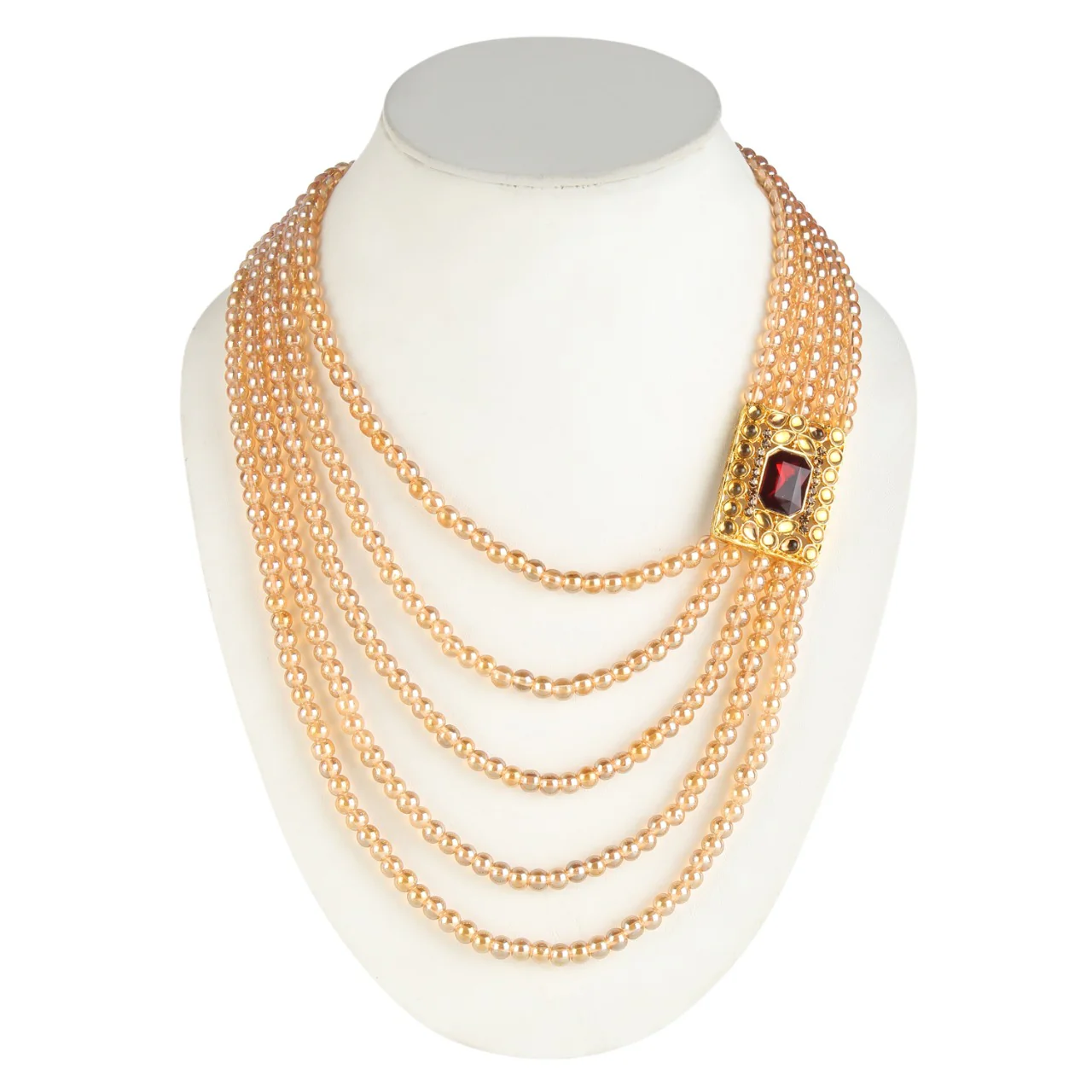 Stylish Golden Pearl Necklace with Side Pendant for Women and Girls