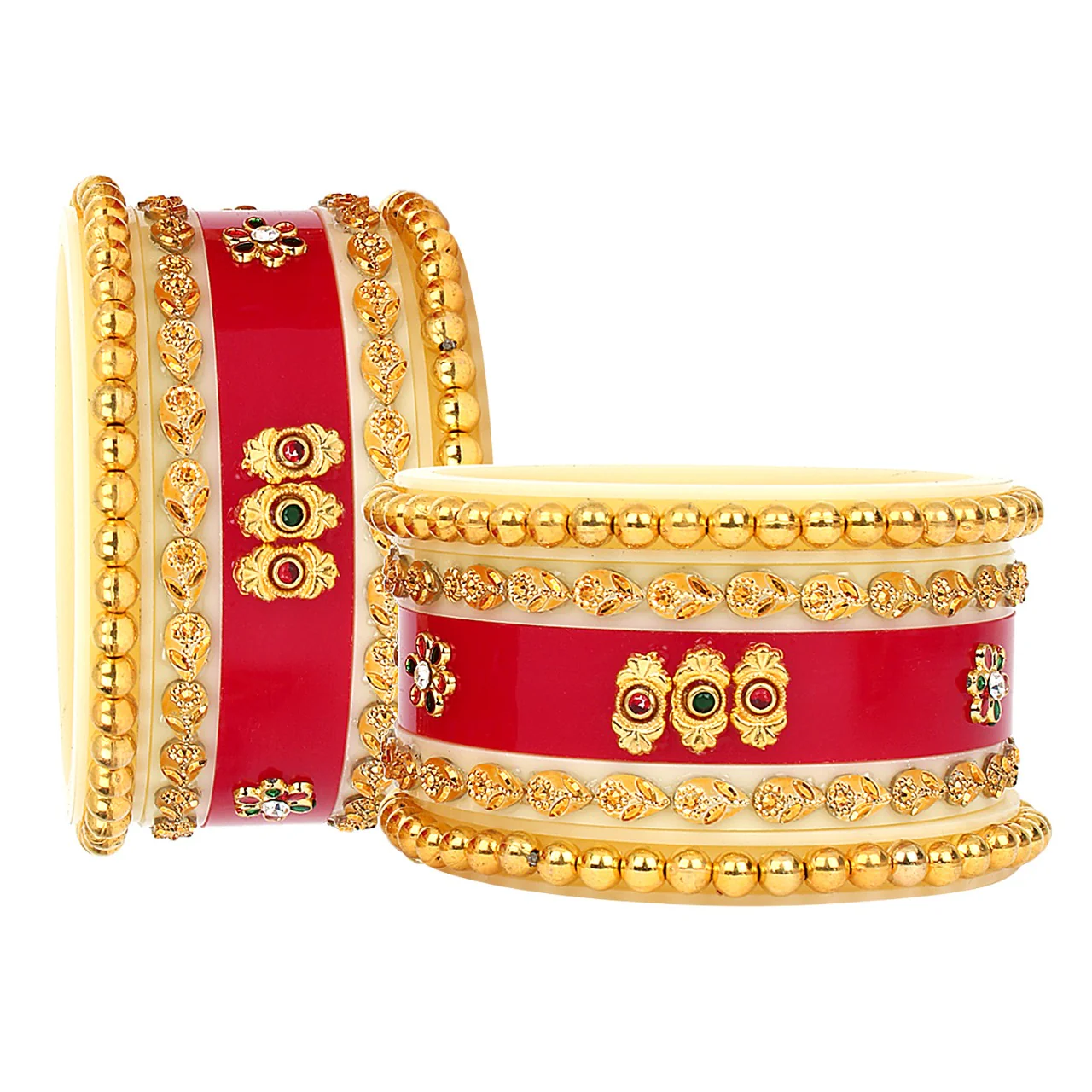 Bridal Punjabi Choora Maroon Bangles for Women's Marriage Jewellery Dulhan Chuda Set