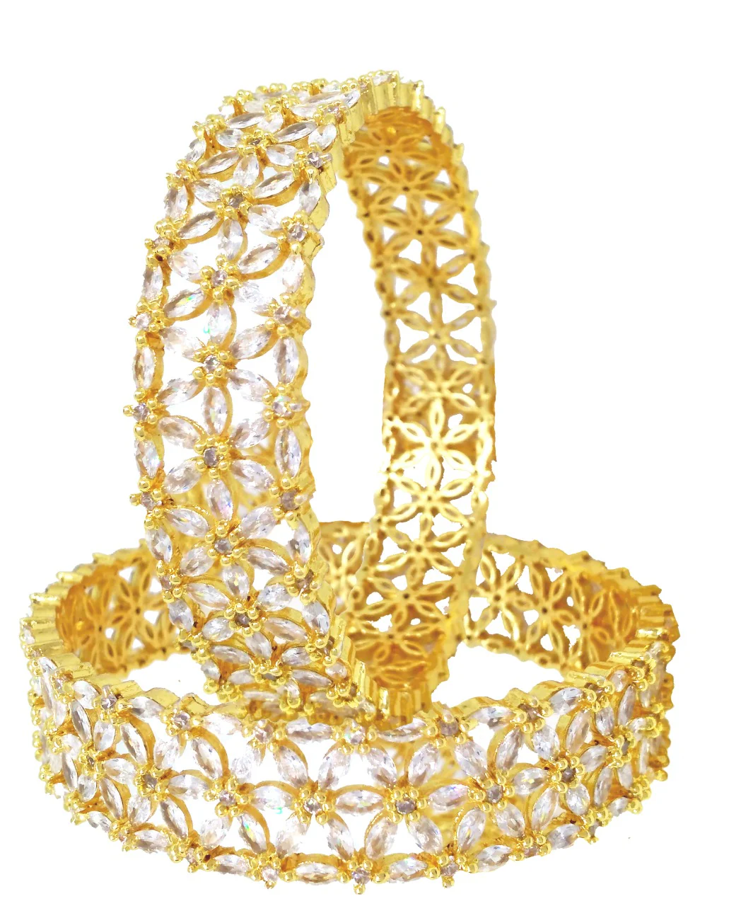 Attractive Gold Plated Stone Studded Bangles Set for Women and Girls