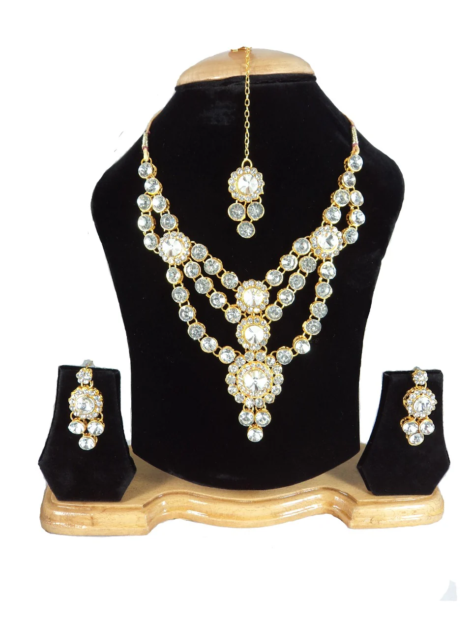Fancy White Beads and Crystel Studded Necklace Set for Women and Girls