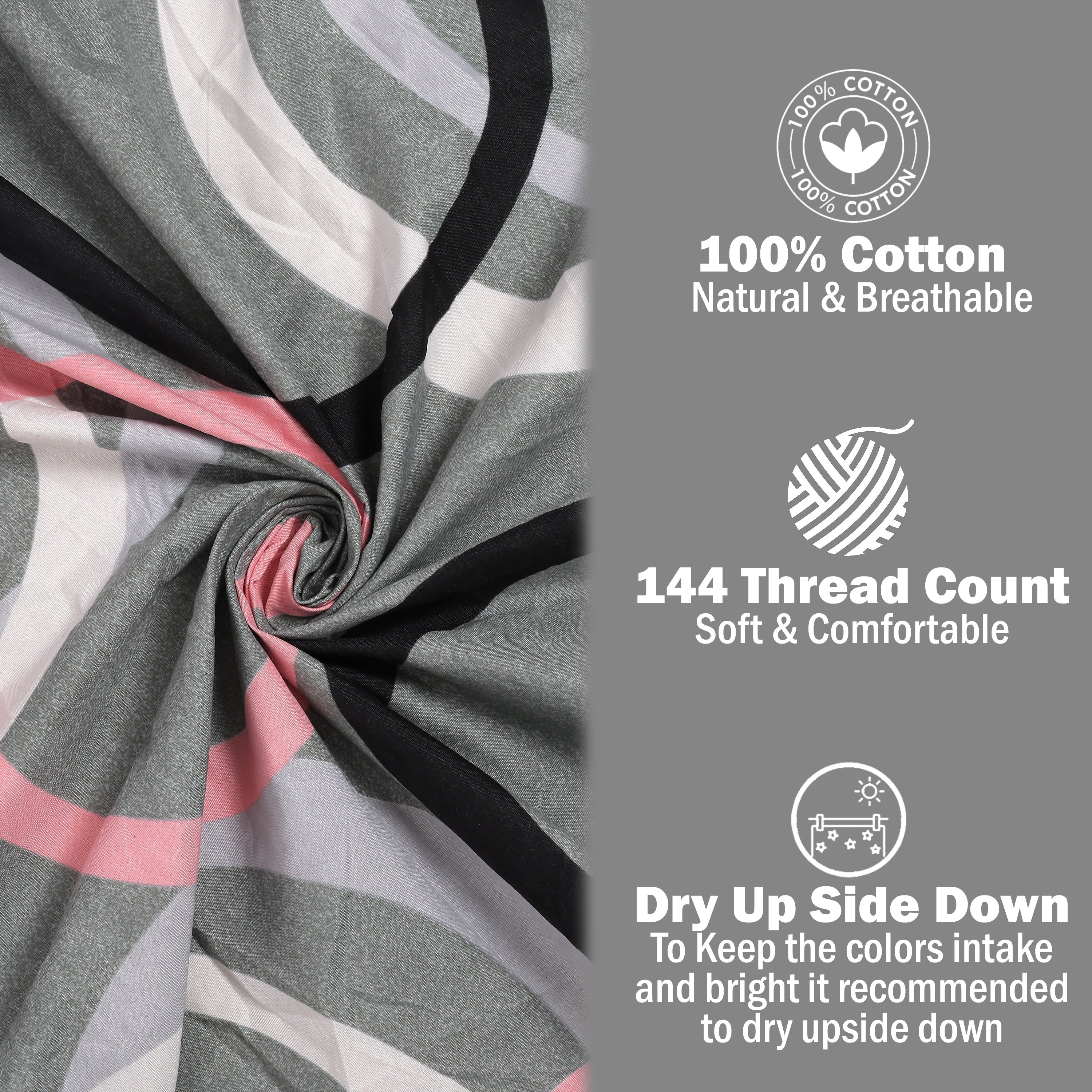 JDX BedSheet | Florel Printed Elastic Fitted Printed Queen Size Double Bed Bedsheet with 2 Pillow Cover (72