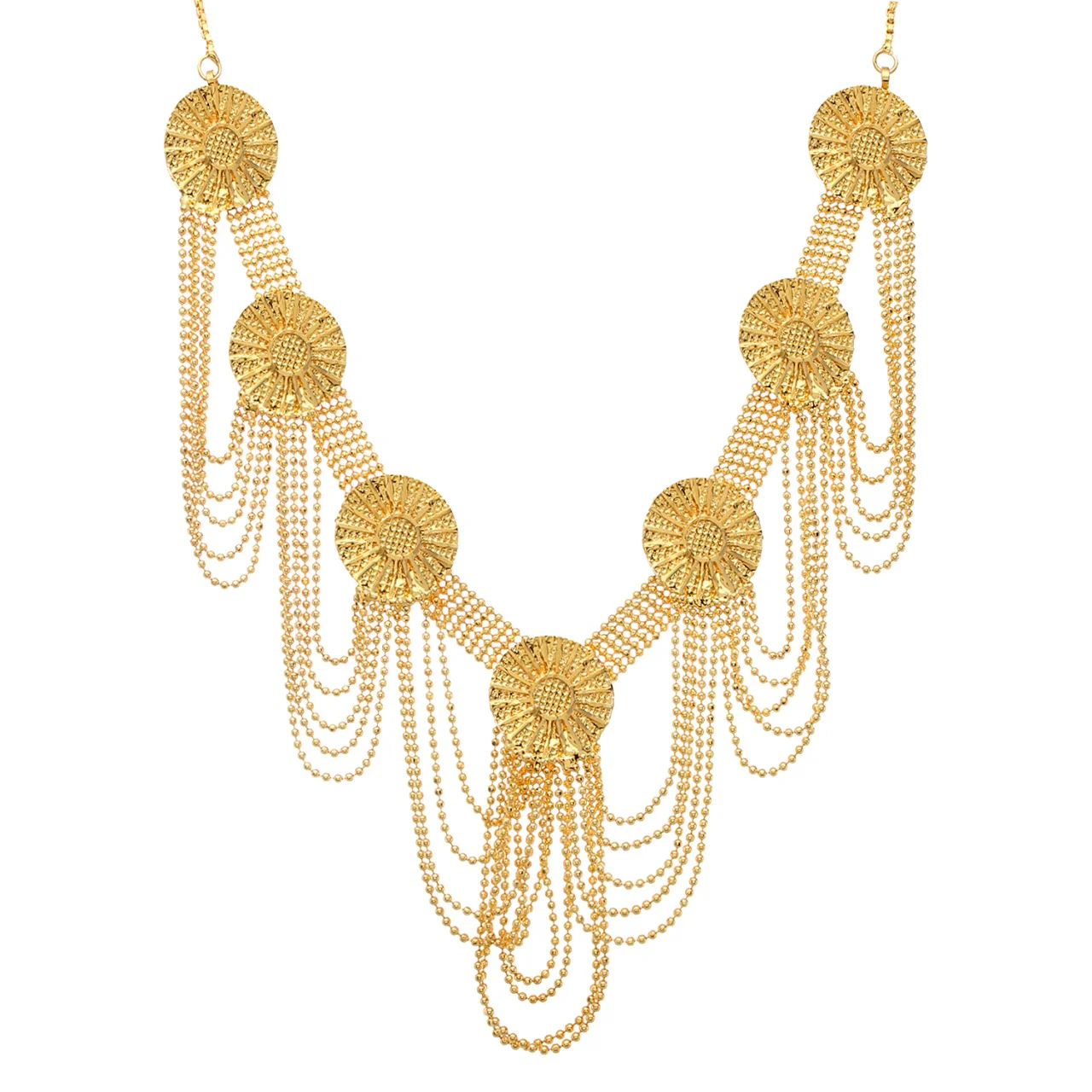 Attrective Golden Plated Bold Design Necklace for Women and Girls