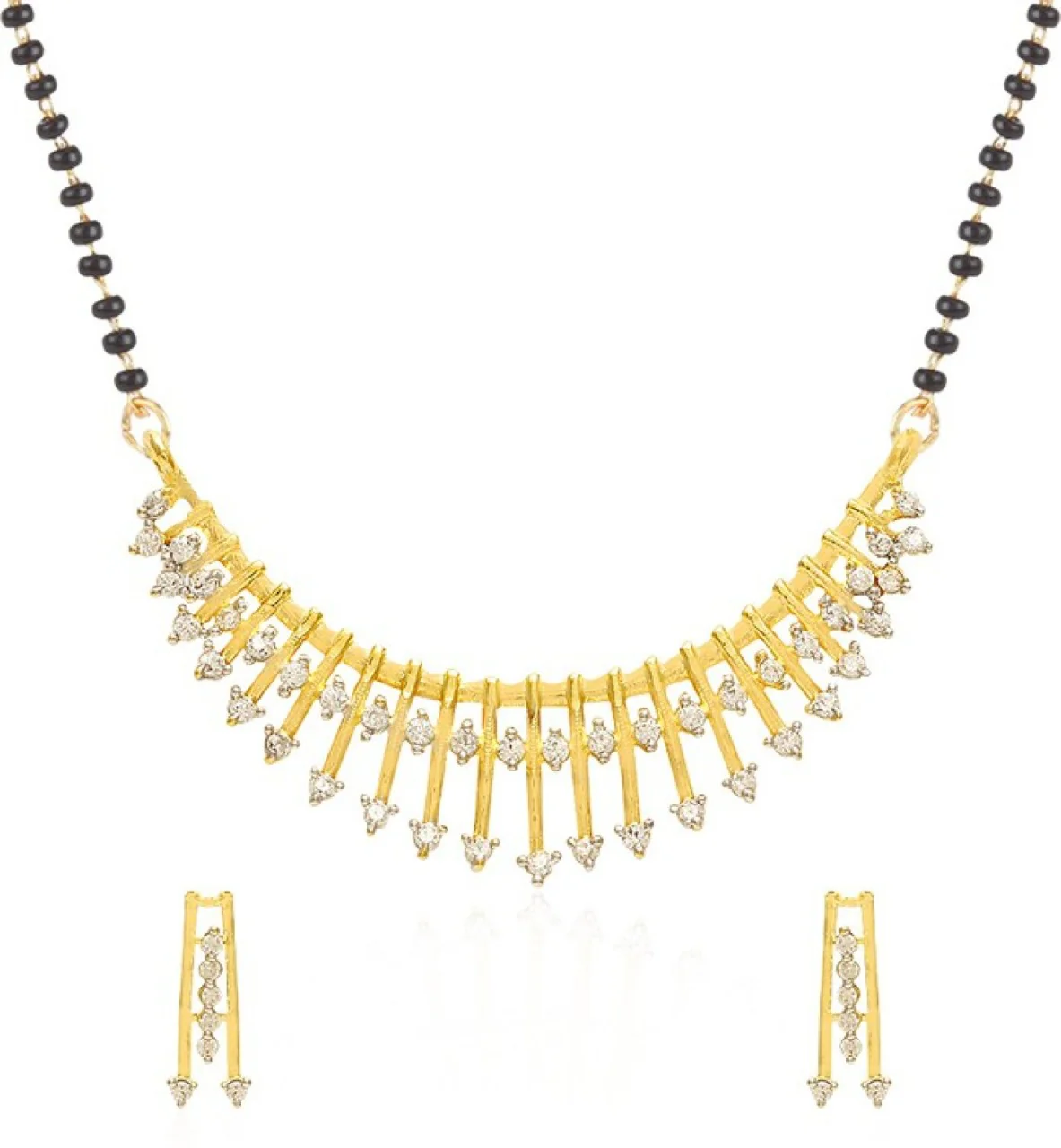 Stylish Golden Plated American Diamond Studded Mangalsutra For Women